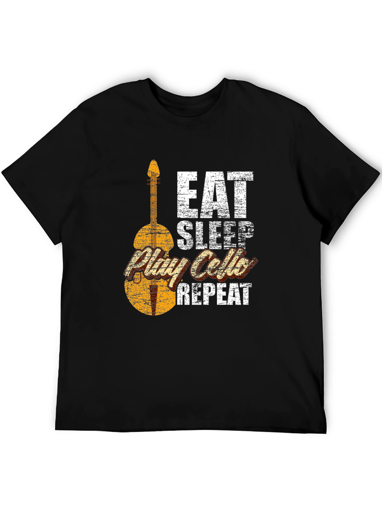 Black Eat Sleep Play Cello Repeat T-Shirt view 5