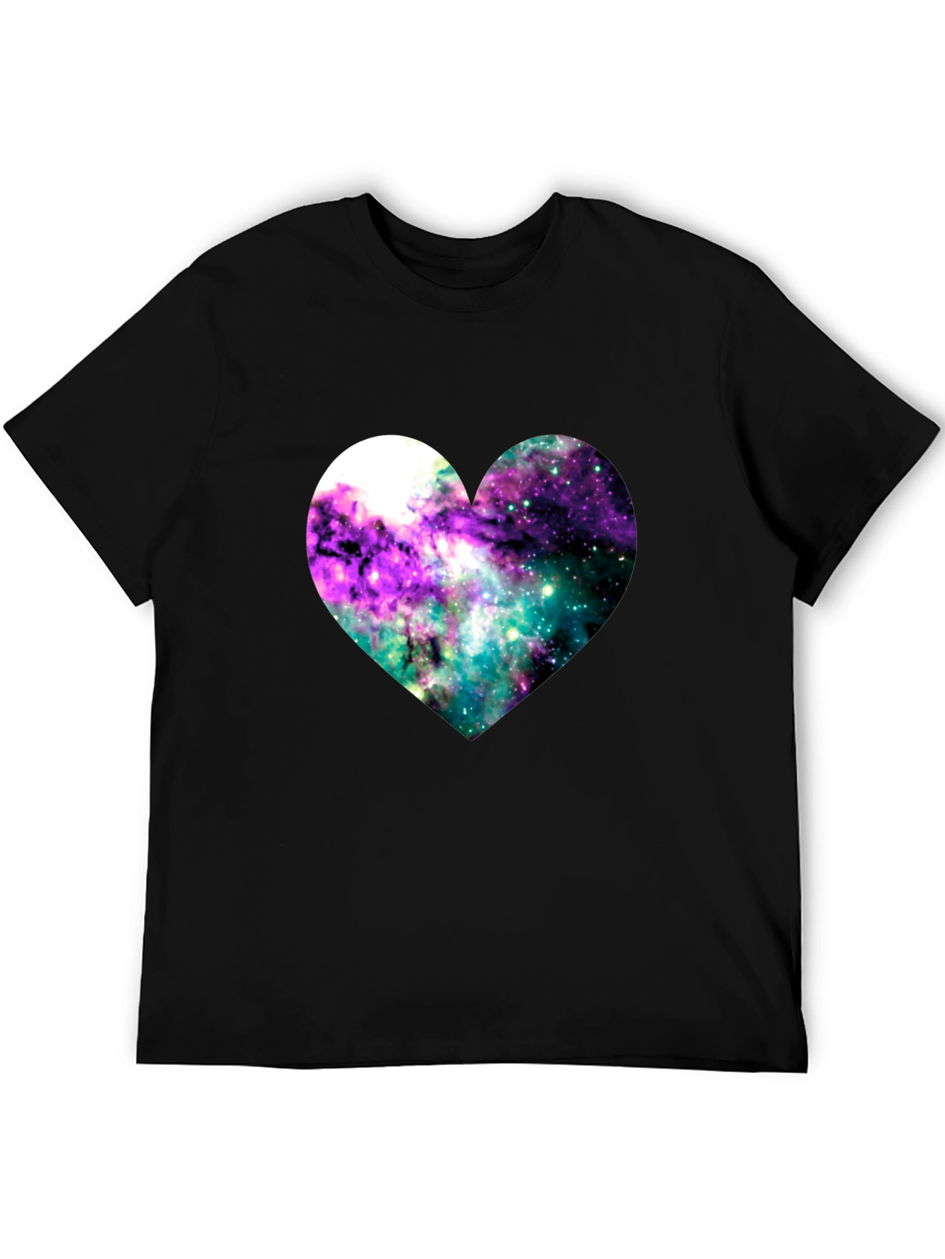 Black Galaxy Heart Graphic Tee - Black Cotton Blend view 5