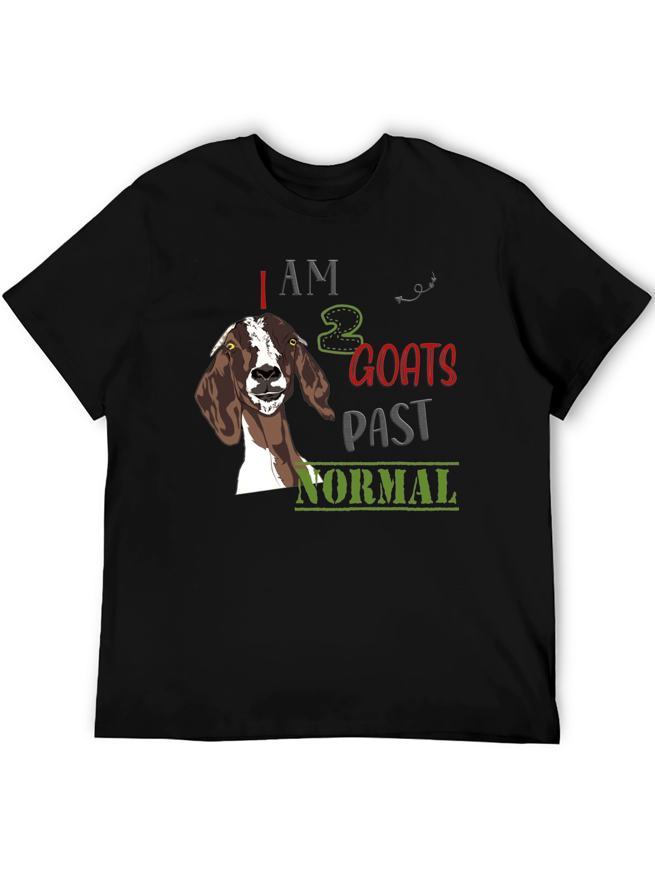 Black I am 2 Goats Past Normal Graphic Tee view 5