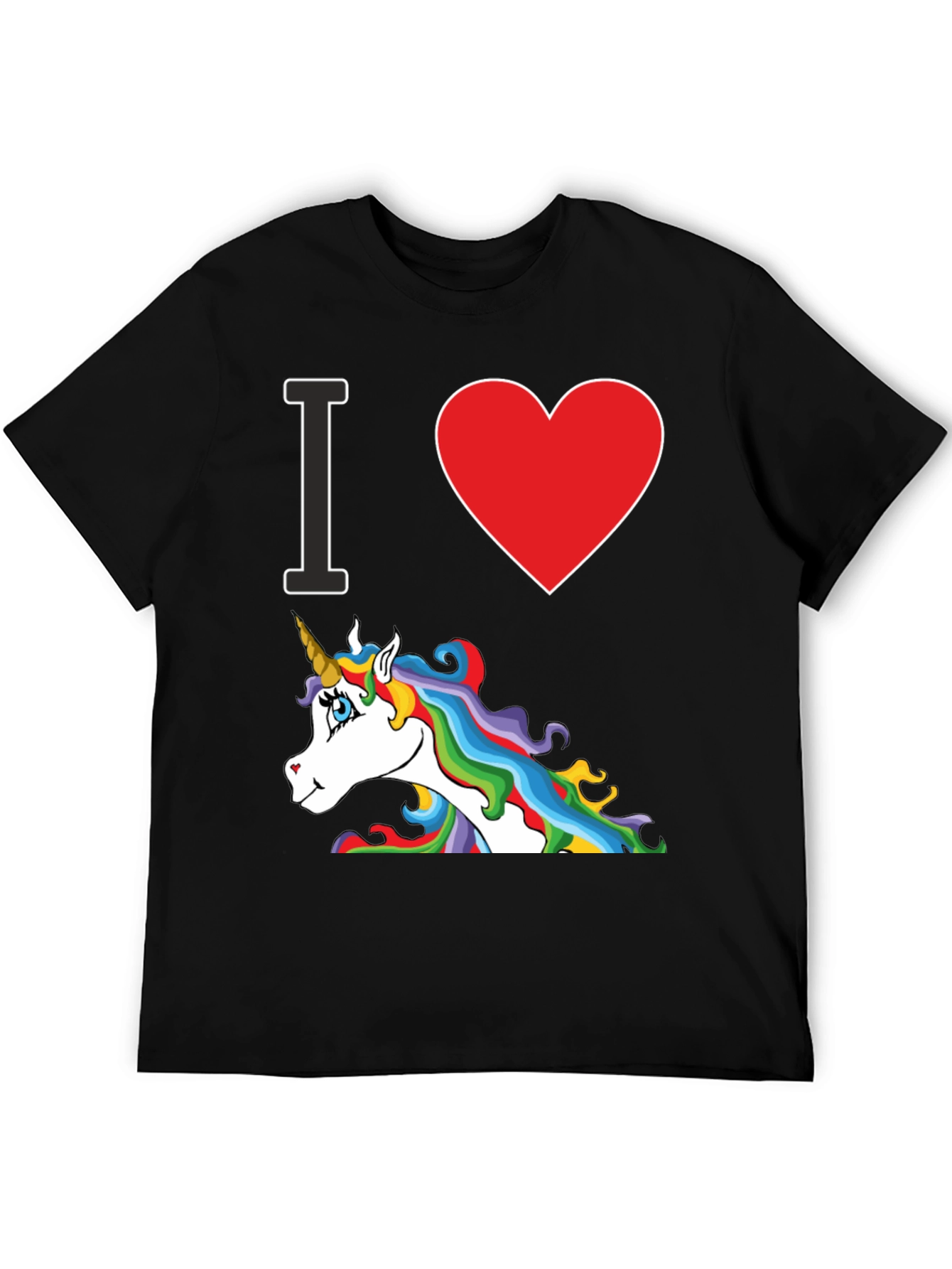 Black I Heart Unicorn Black T-Shirt view 5