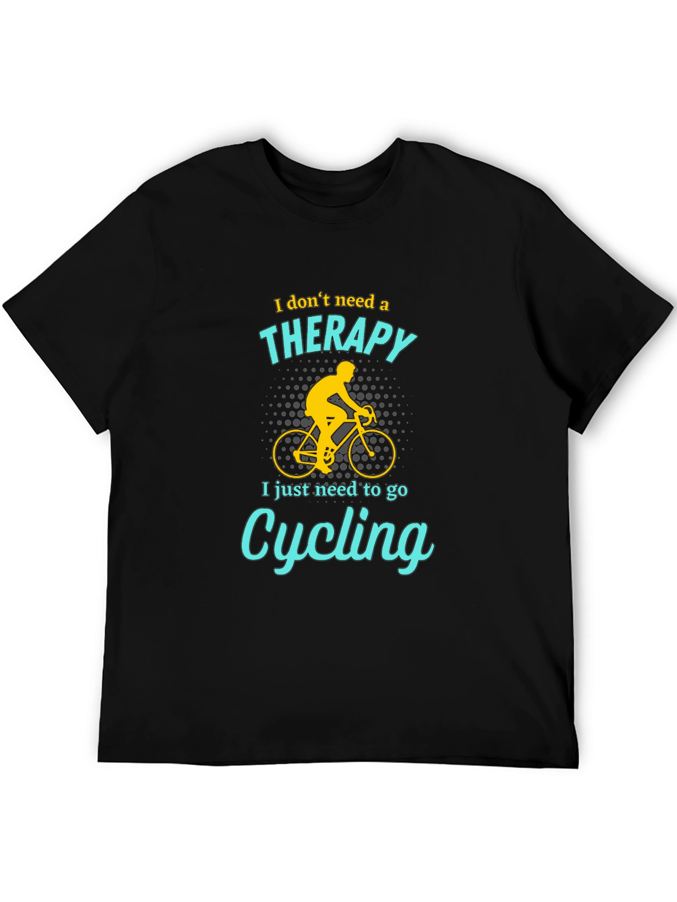 Black Cycling Therapy T-Shirt - Funny Biker Tee view 5