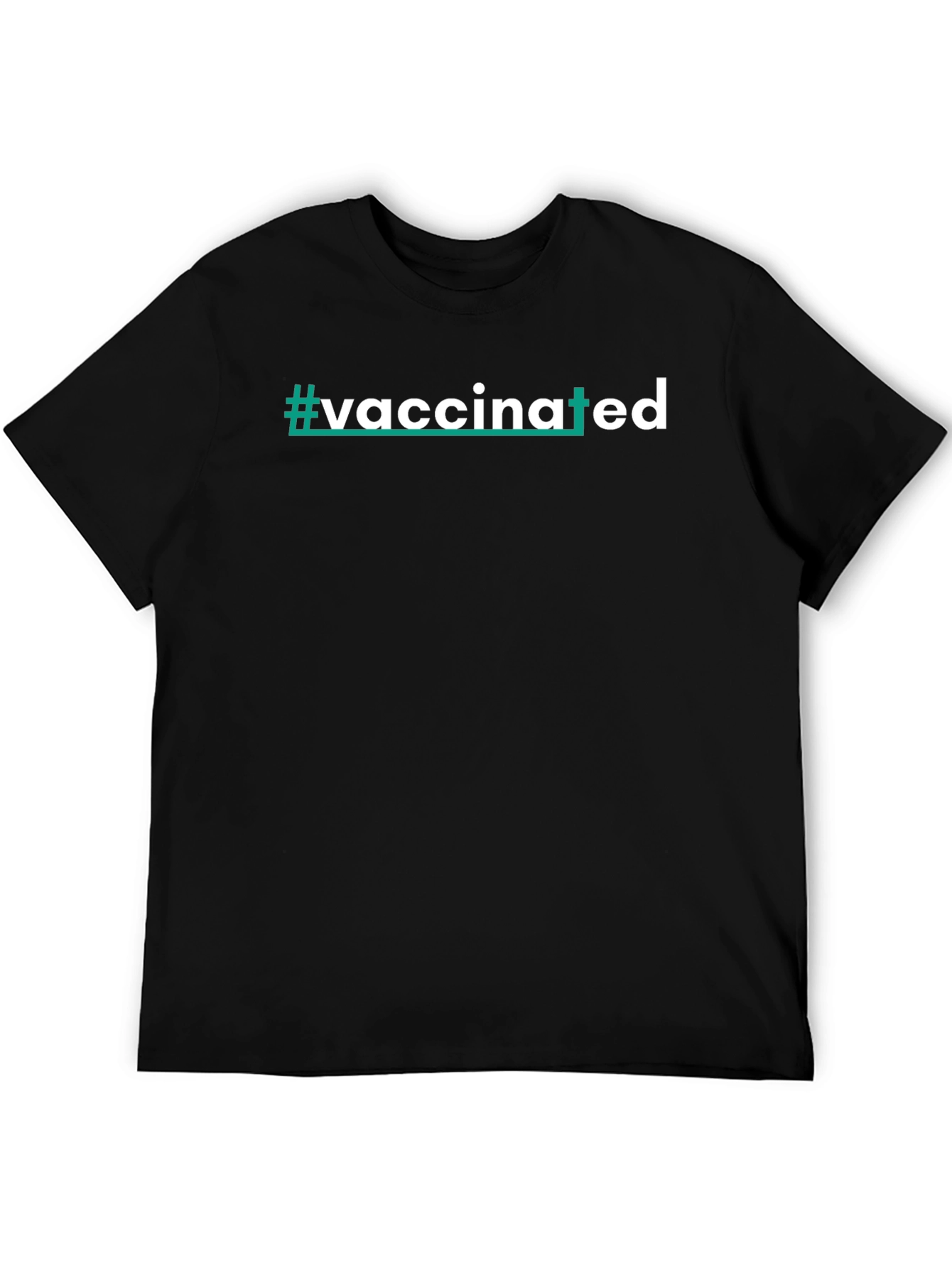 Black #vaccinated Black Cotton Blend Graphic T-Shirt view 5