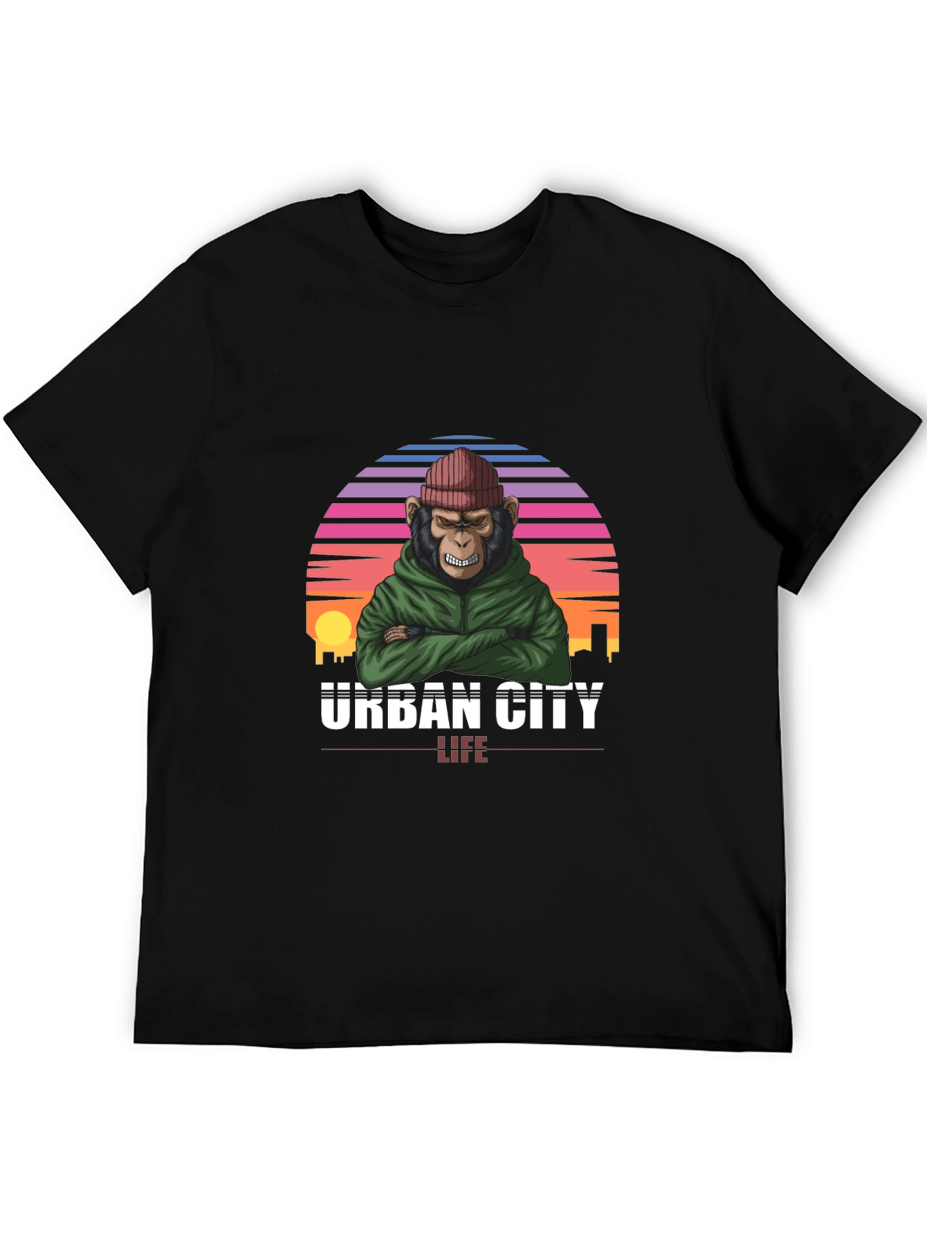 Black Urban City Monkey Tee - Cool Graphic T-Shirt view 5