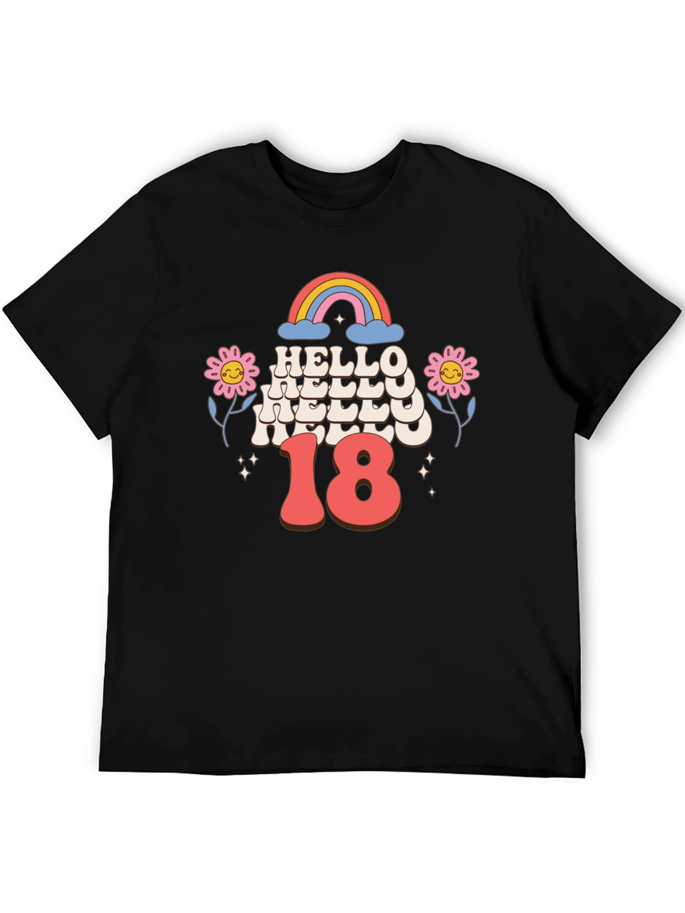 Black Hello 18 Birthday T-Shirt view 5