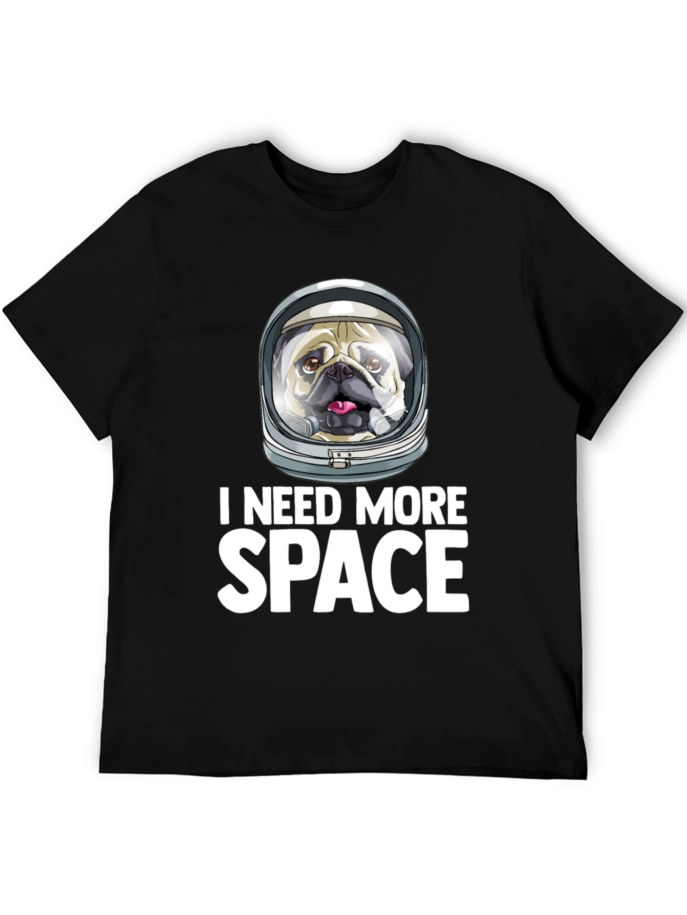 Black I Need More Space Pug T-Shirt - Funny Dog Astronaut Tee view 5