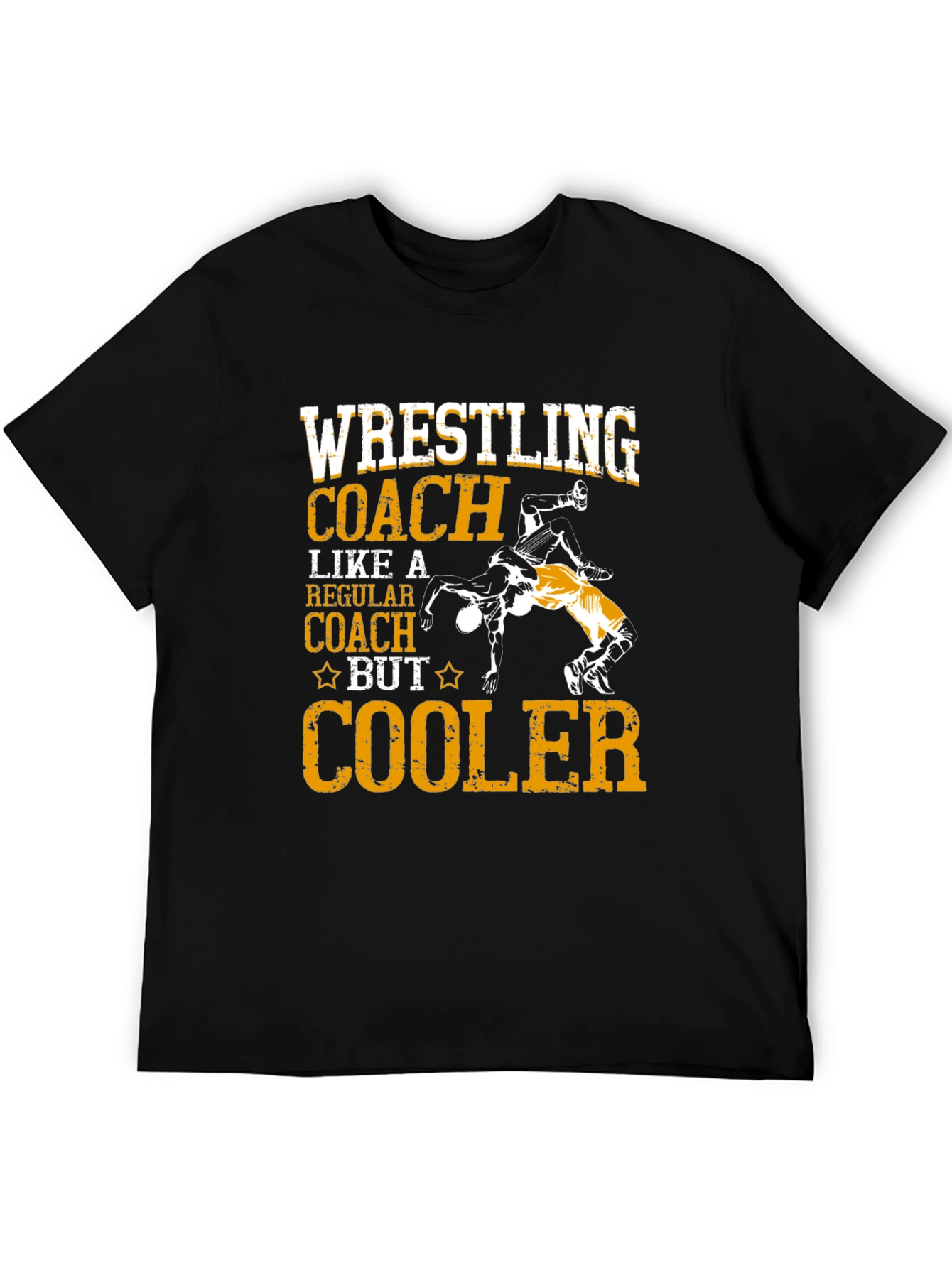 Black Wrestling Coach T-Shirt - Cooler Design view 5