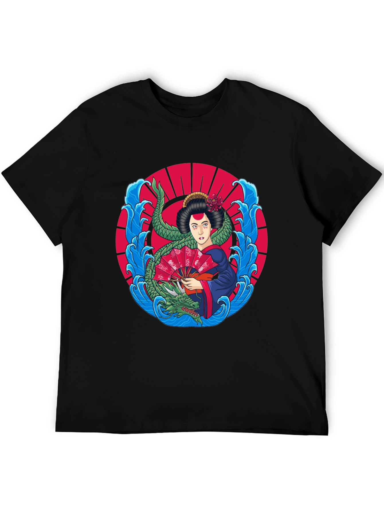 Black Geisha Dragon Graphic Tee view 5