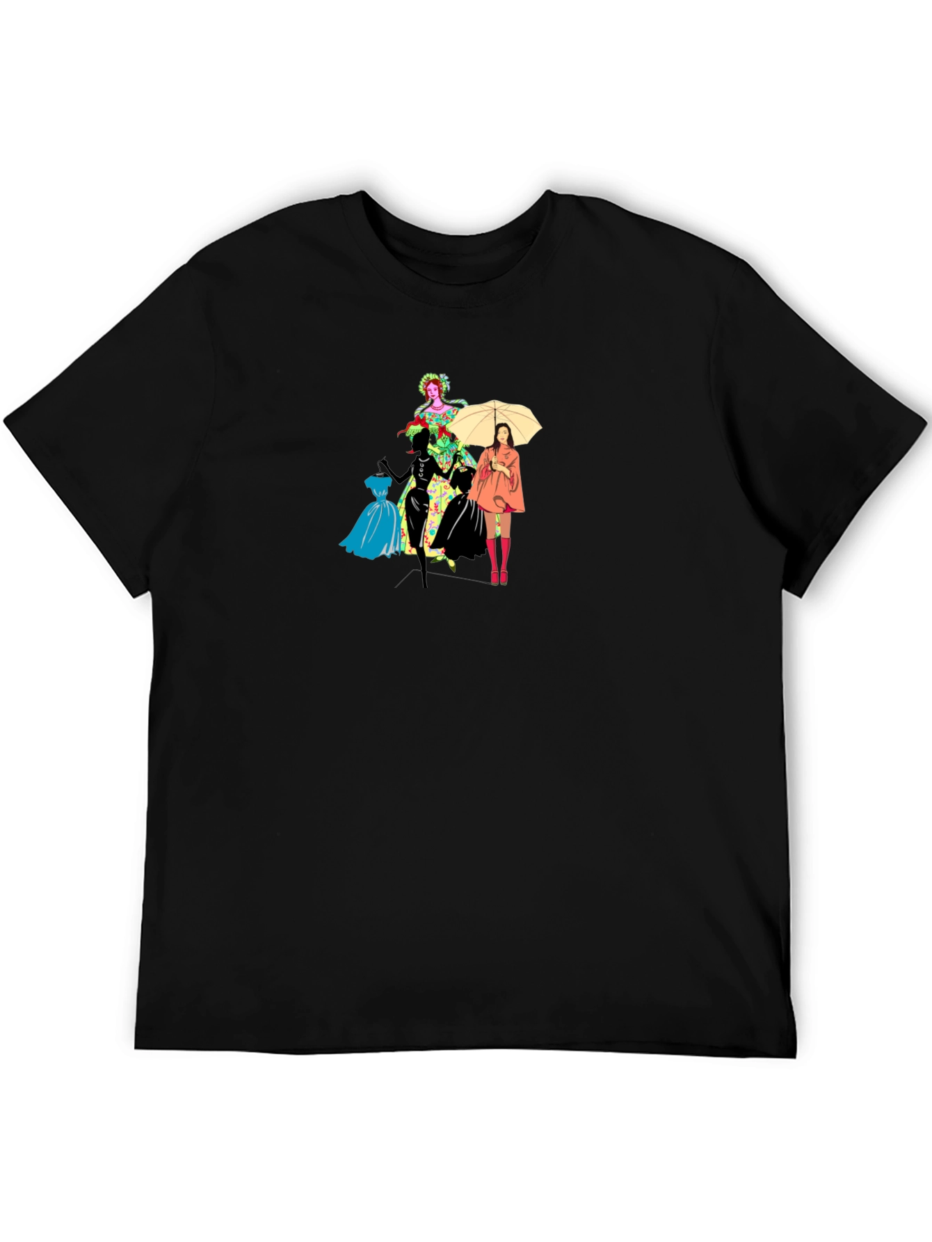Stylish Black T-Shirt with Fashion Illustration - 5