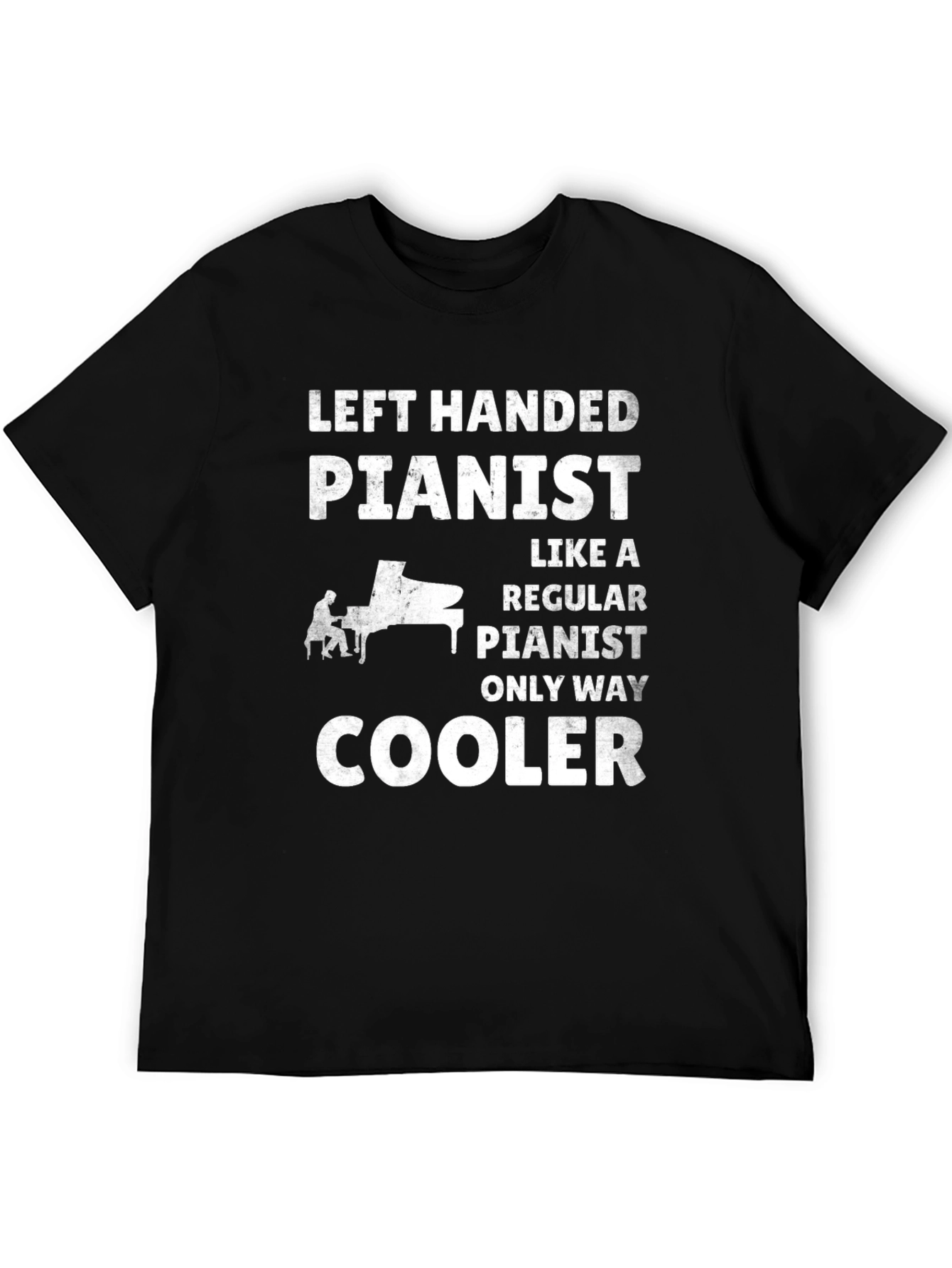 Black Left Handed Pianist Funny T-Shirt view 5
