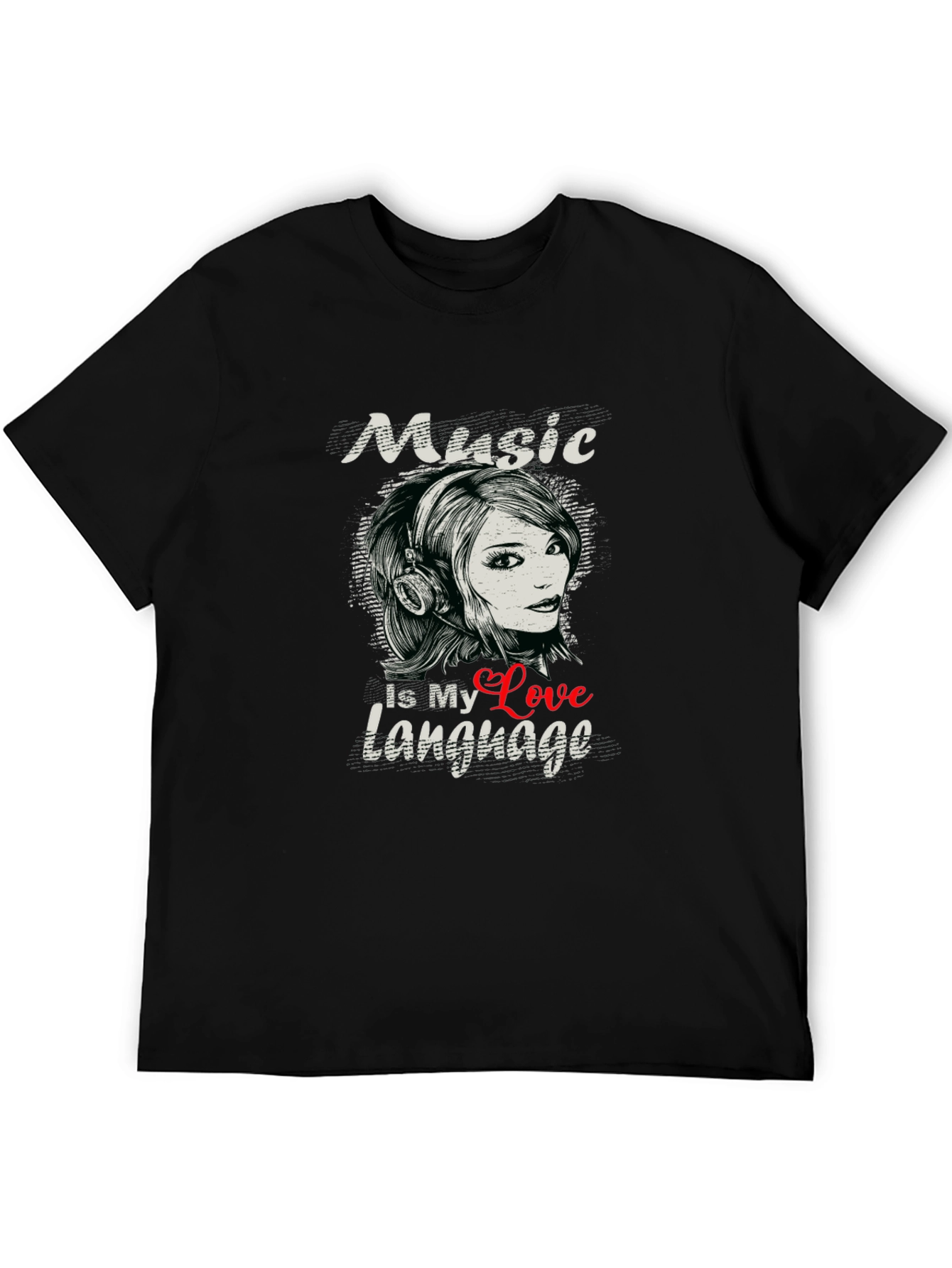 Black Music Is My Love Language Black T-Shirt view 5