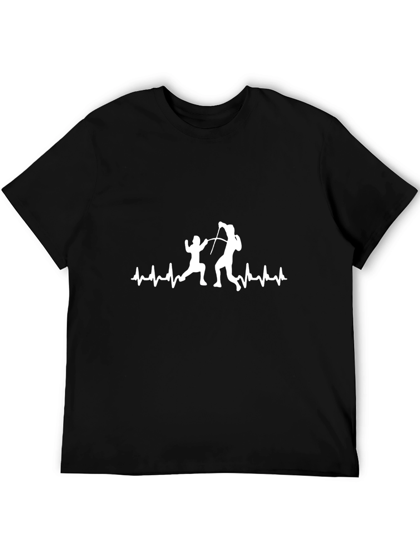 Black Fencing Heartbeat Graphic Tee - Black Cotton T-Shirt view 5
