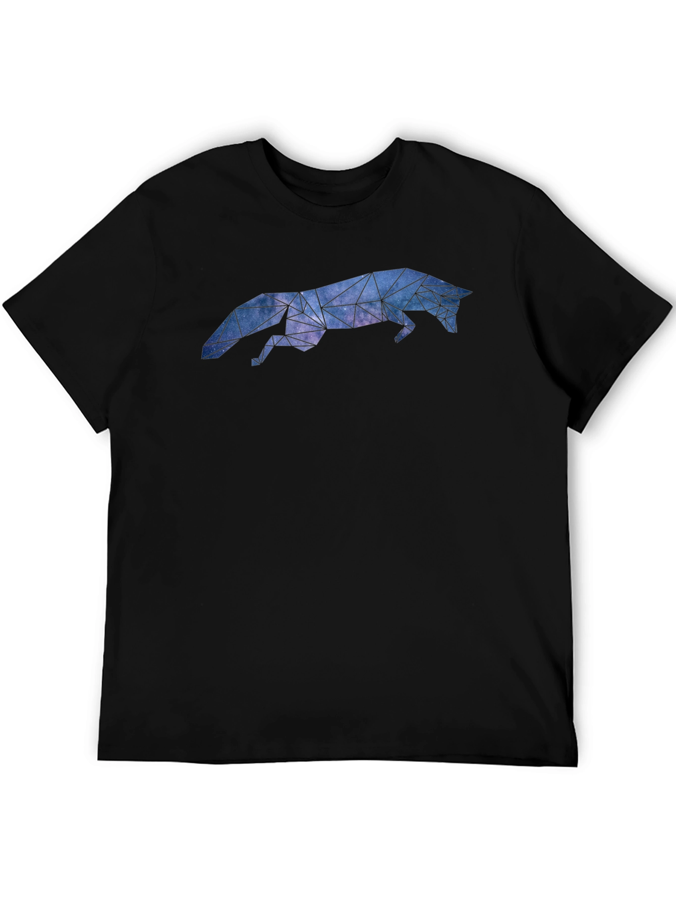 Black Geometric Galaxy Fox T-Shirt - Modern Print view 5