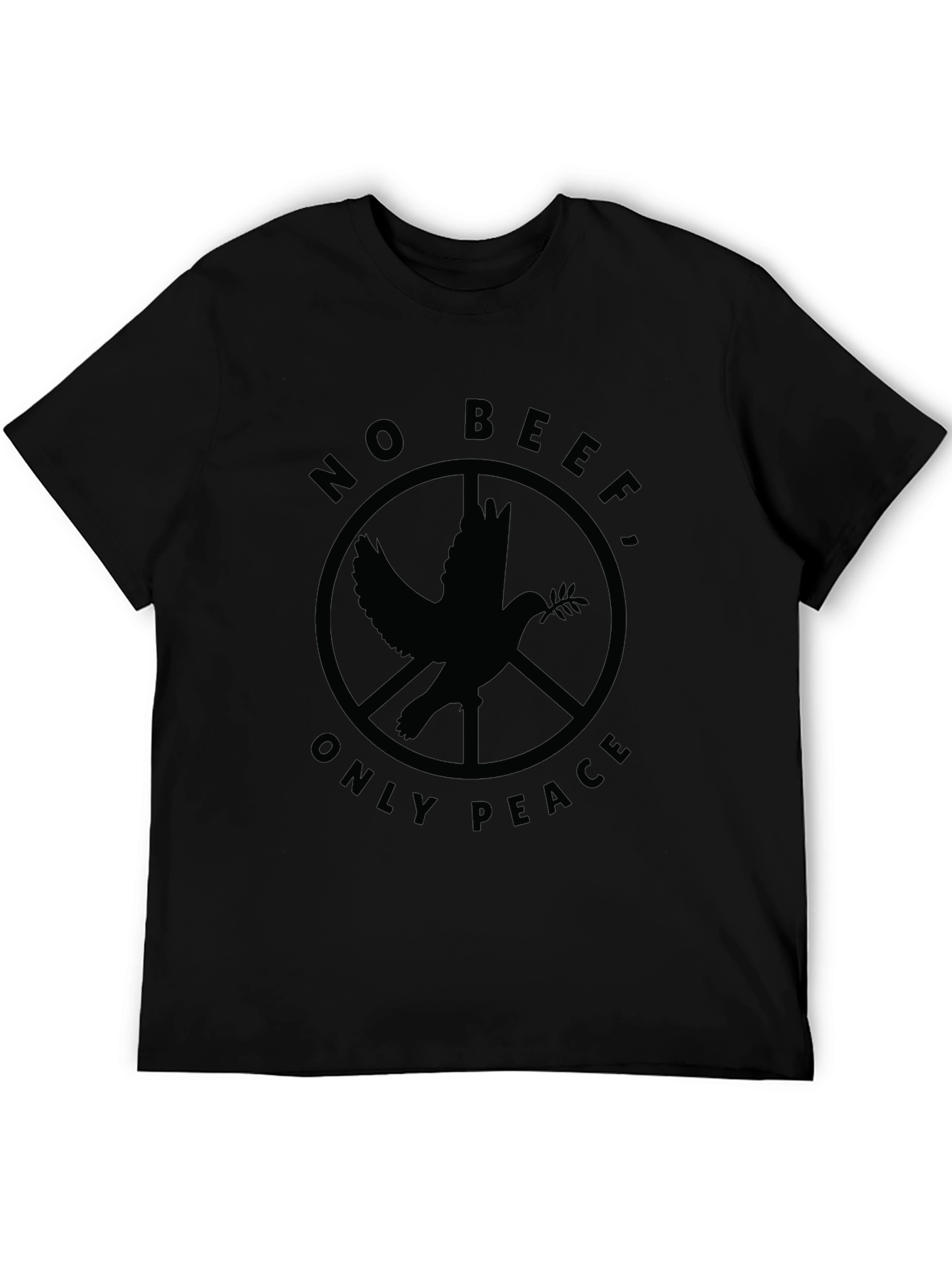 Black No Beef, Only Peace T-Shirt - Dove Peace Sign Tee view 5
