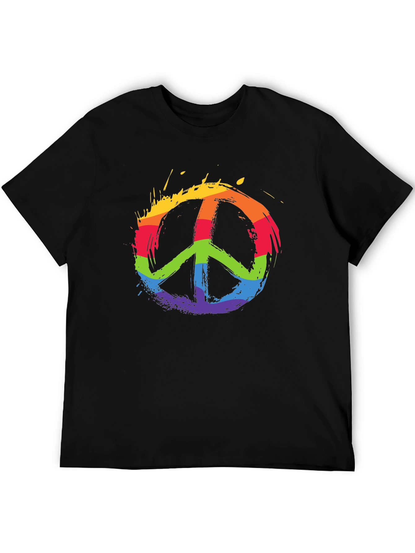 Black Rainbow Peace Sign Black T-Shirt view 5