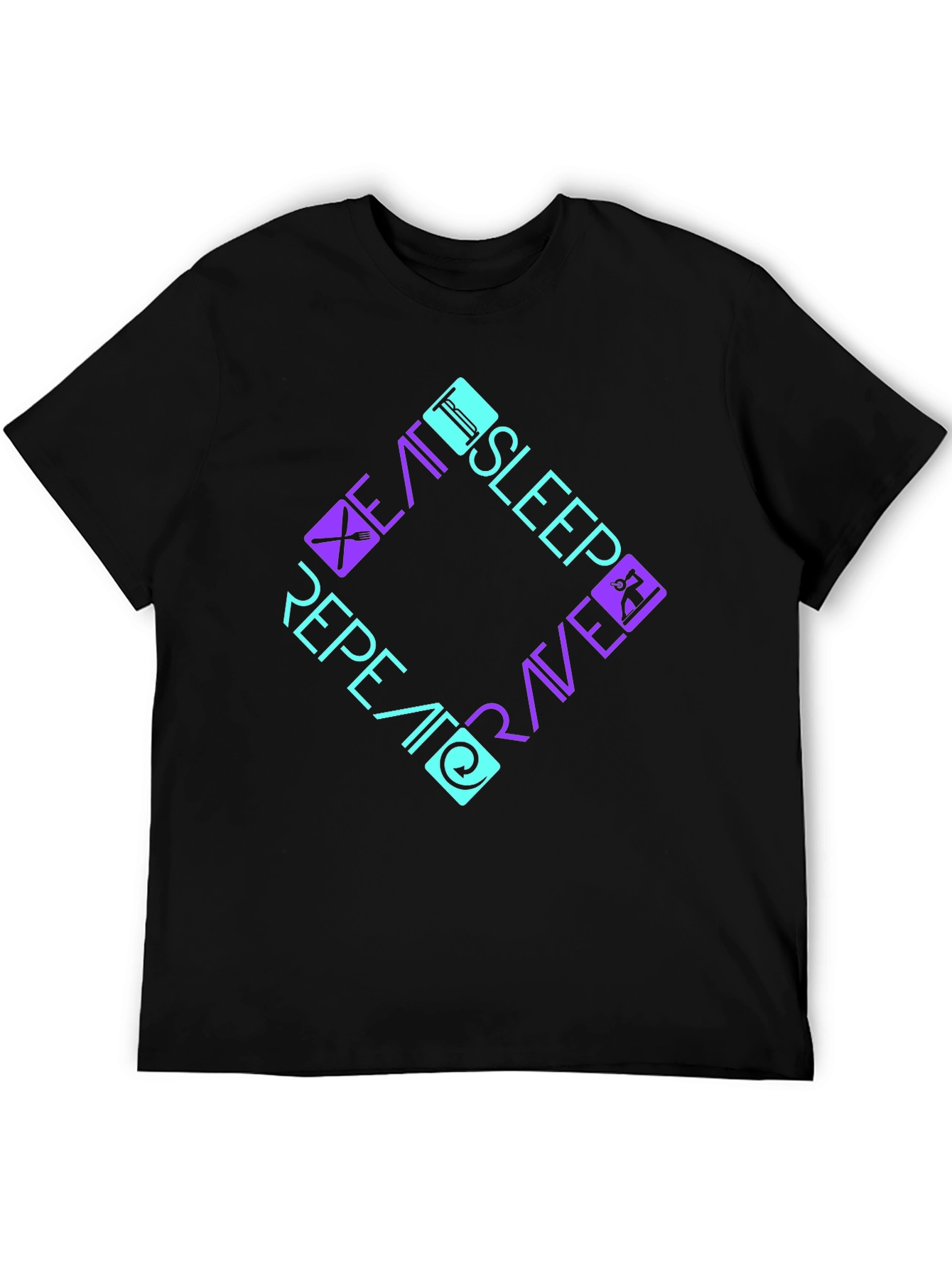 Black Eat Sleep Rave Repeat Graphic Tee view 5