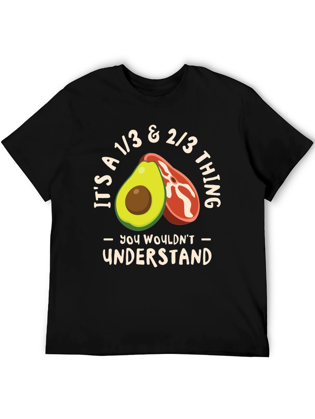 Black Avocado & Steak Funny Keto T-Shirt view 5