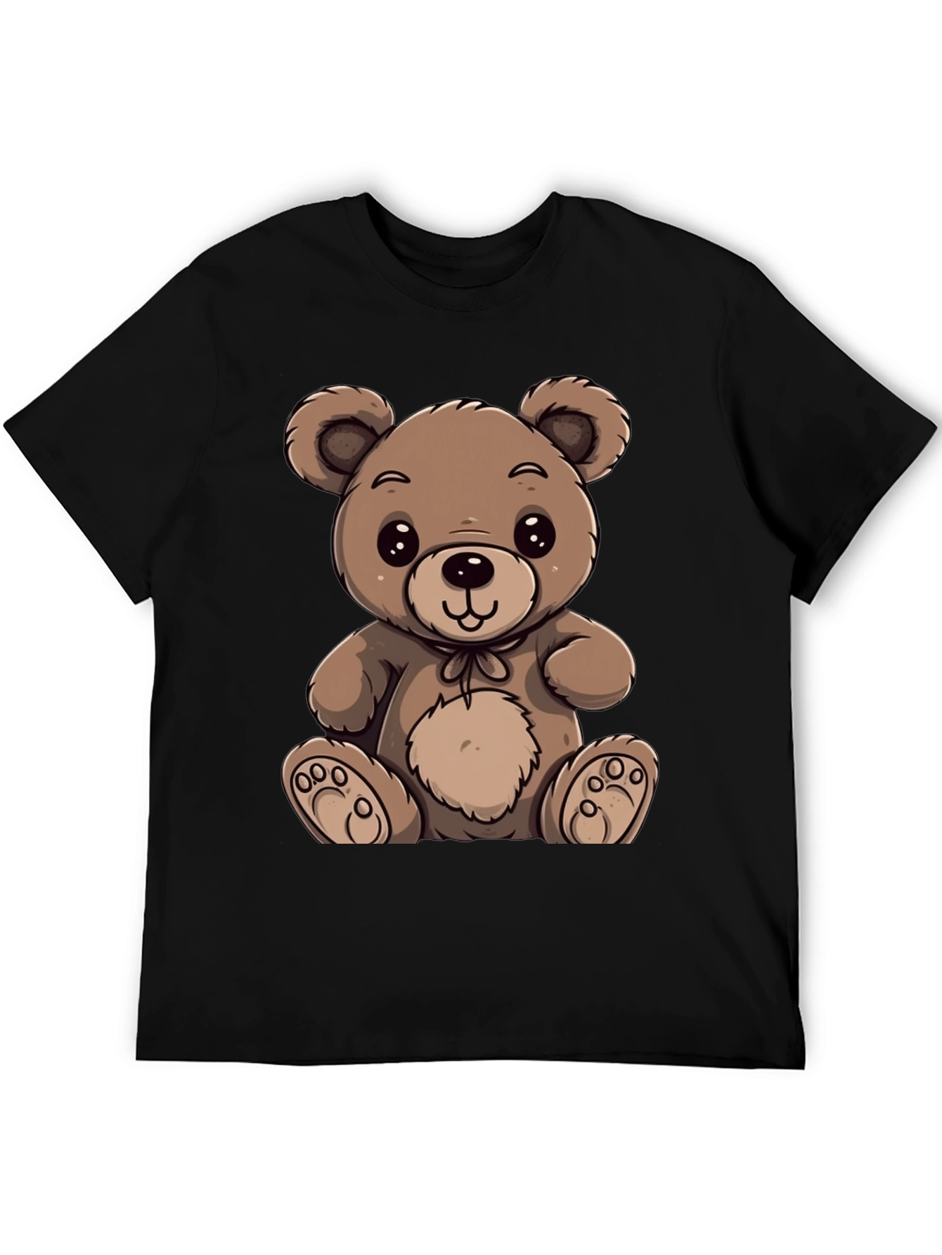 Black Cute Teddy Bear Graphic Tee view 5
