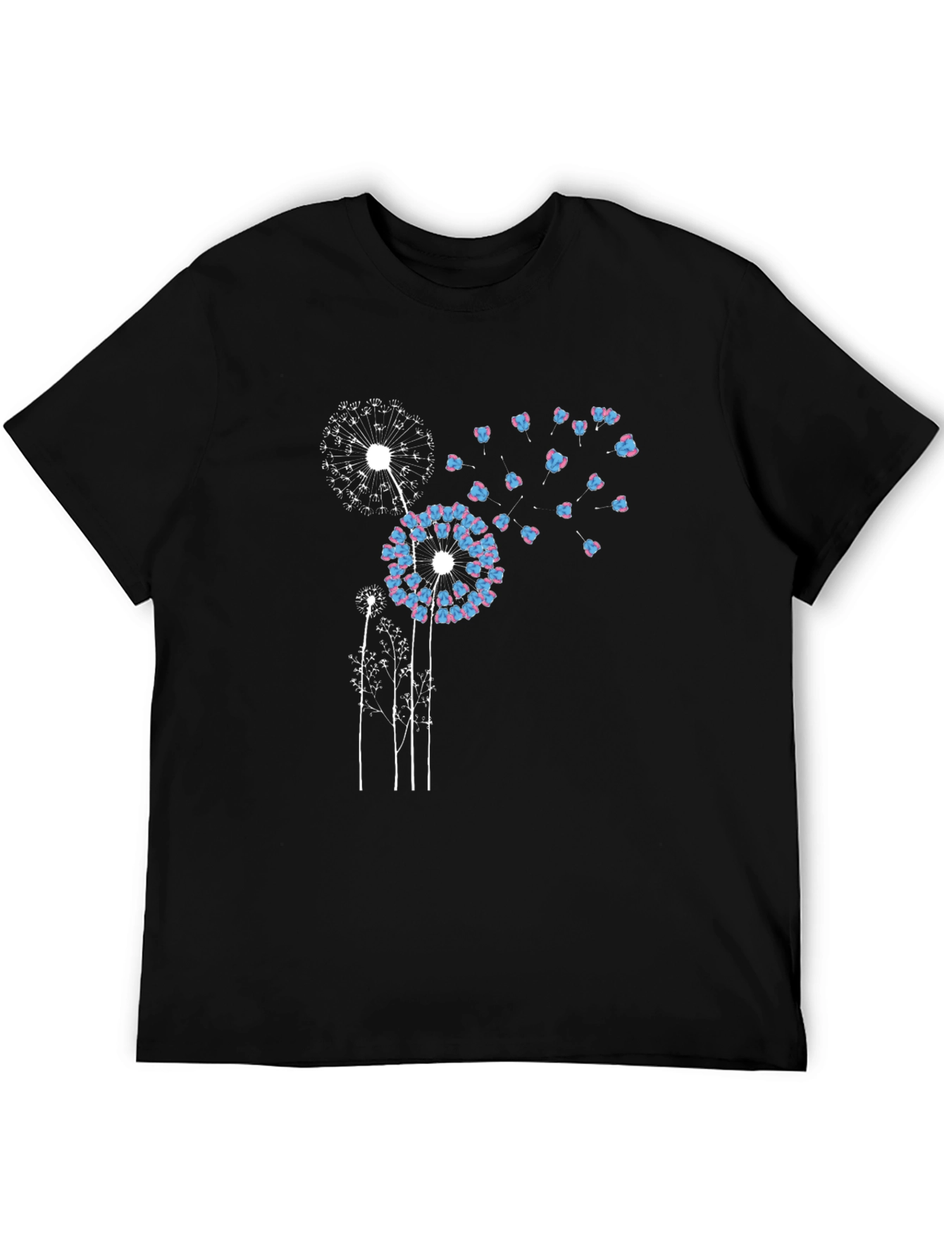 Black Dandelion Print Black T-Shirt view 5