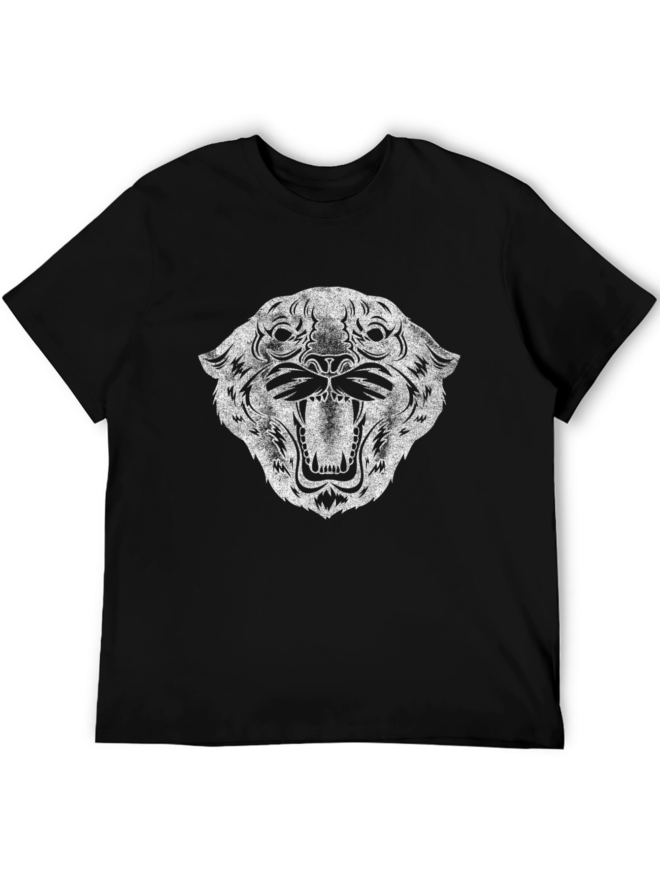 Black Black T-Shirt with Distressed Tiger Graphic view 5