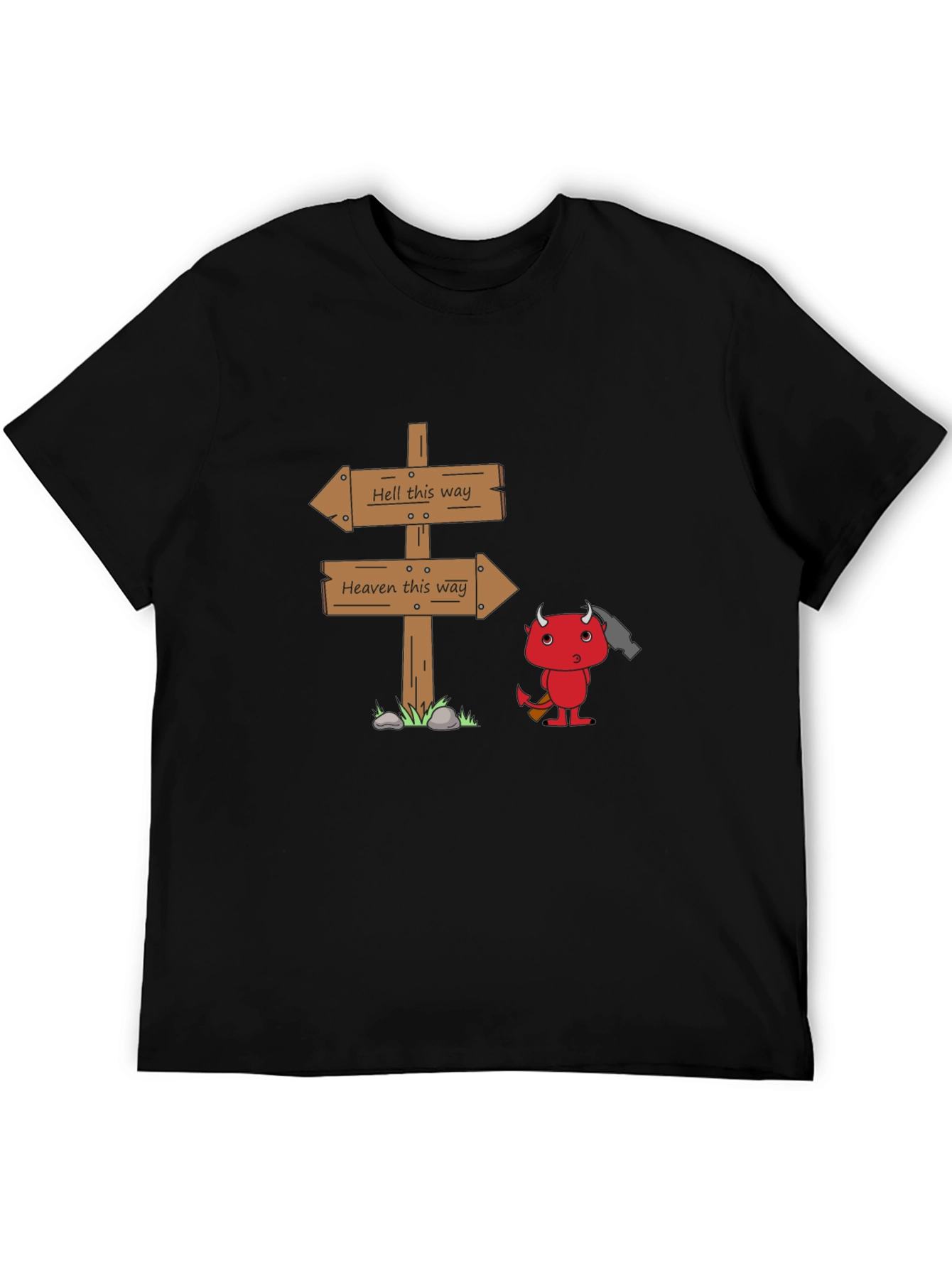 Black Heaven or Hell T-Shirt - Funny Devil Graphic Tee view 5