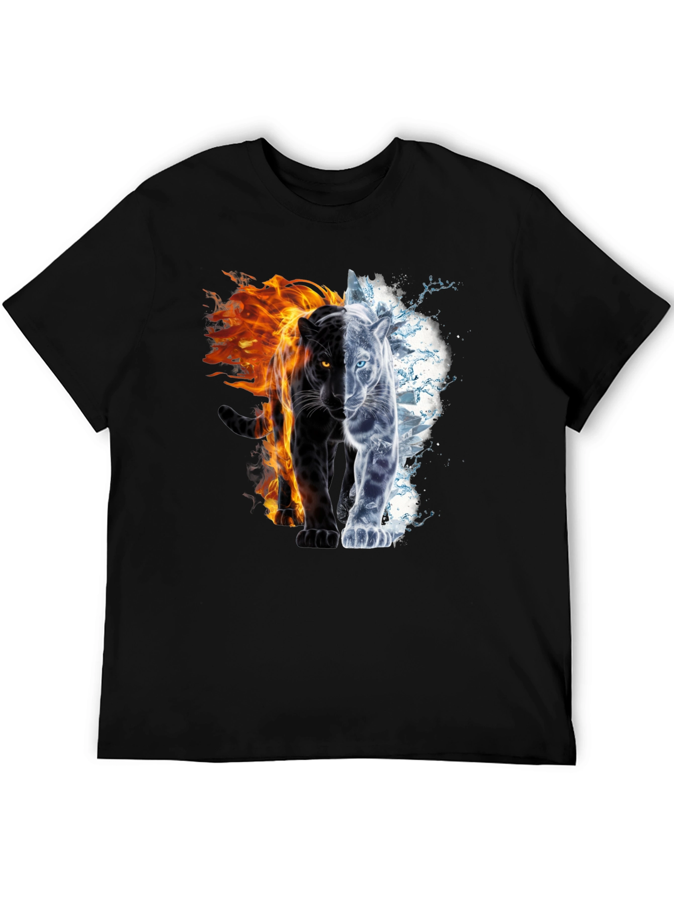 Black Fire and Ice Panther Graphic Tee - Black view 5