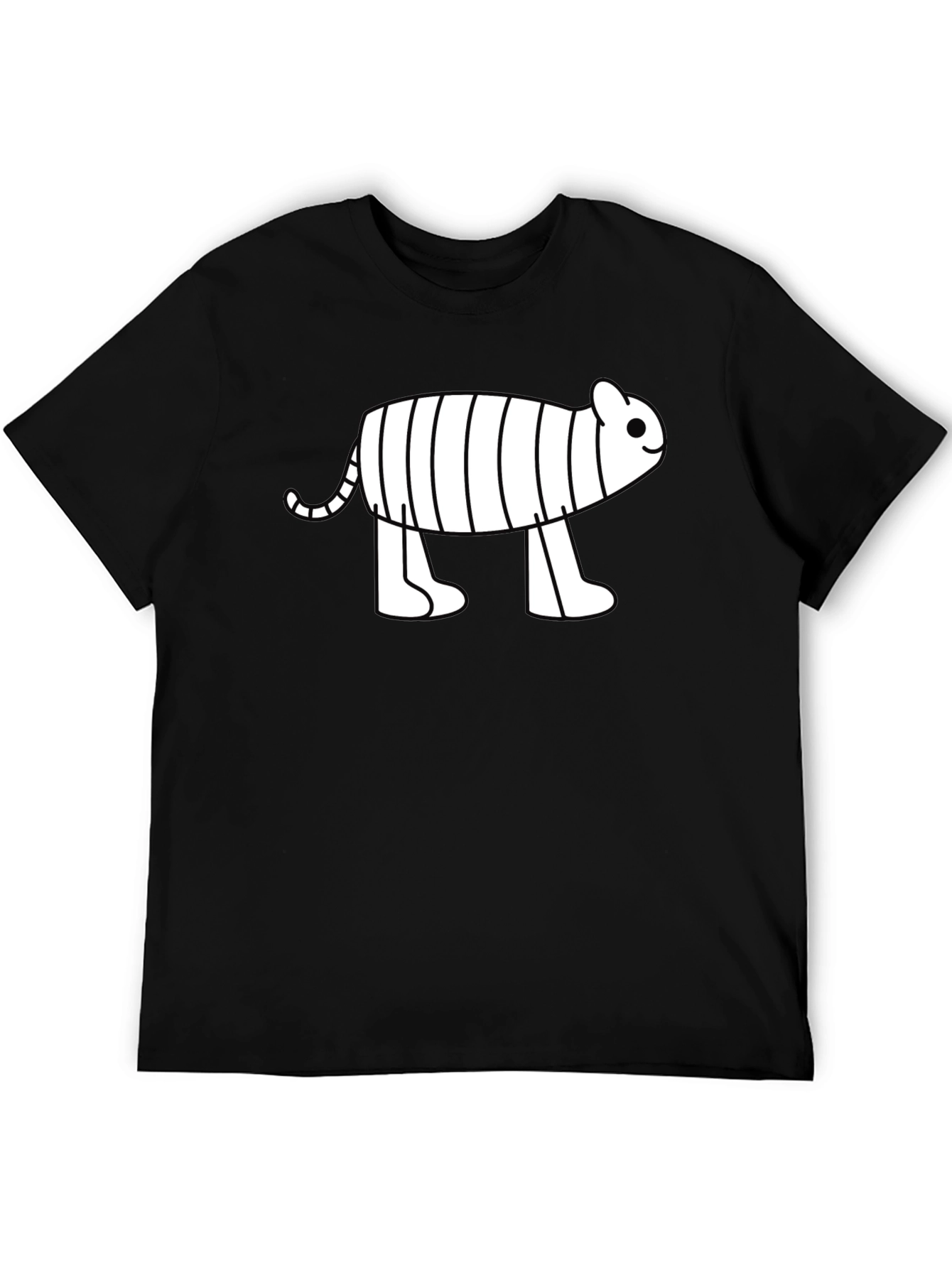 Black Cute Cartoon Tiger Graphic Black T-Shirt view 5