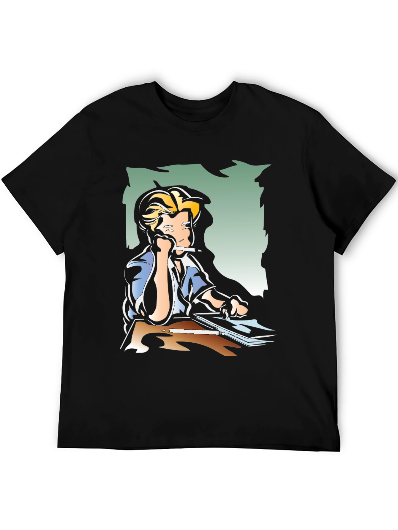 Black Creative Cartoon Graphic Tee - Black view 5