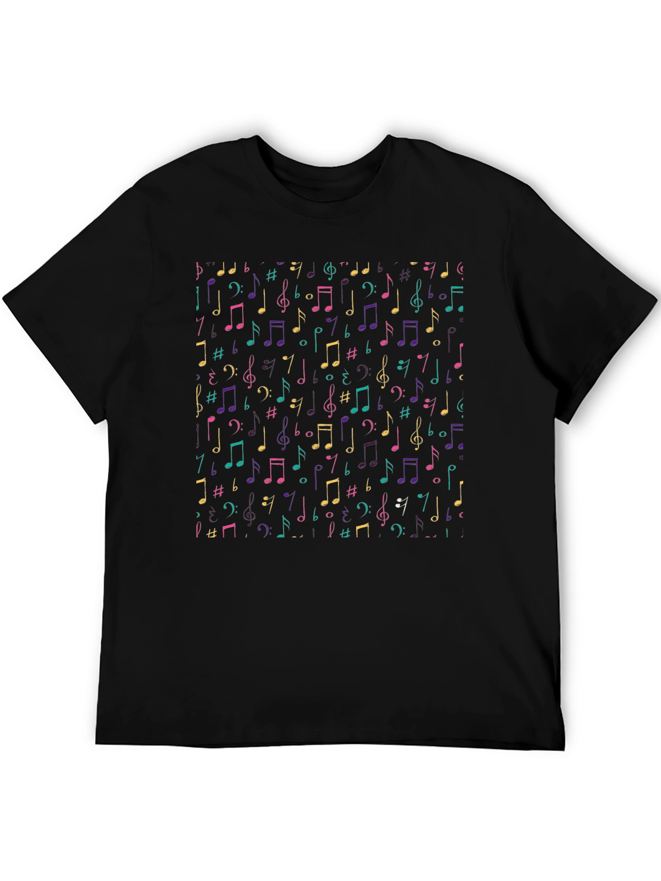 Black Musical Notes Black Graphic Tee view 5