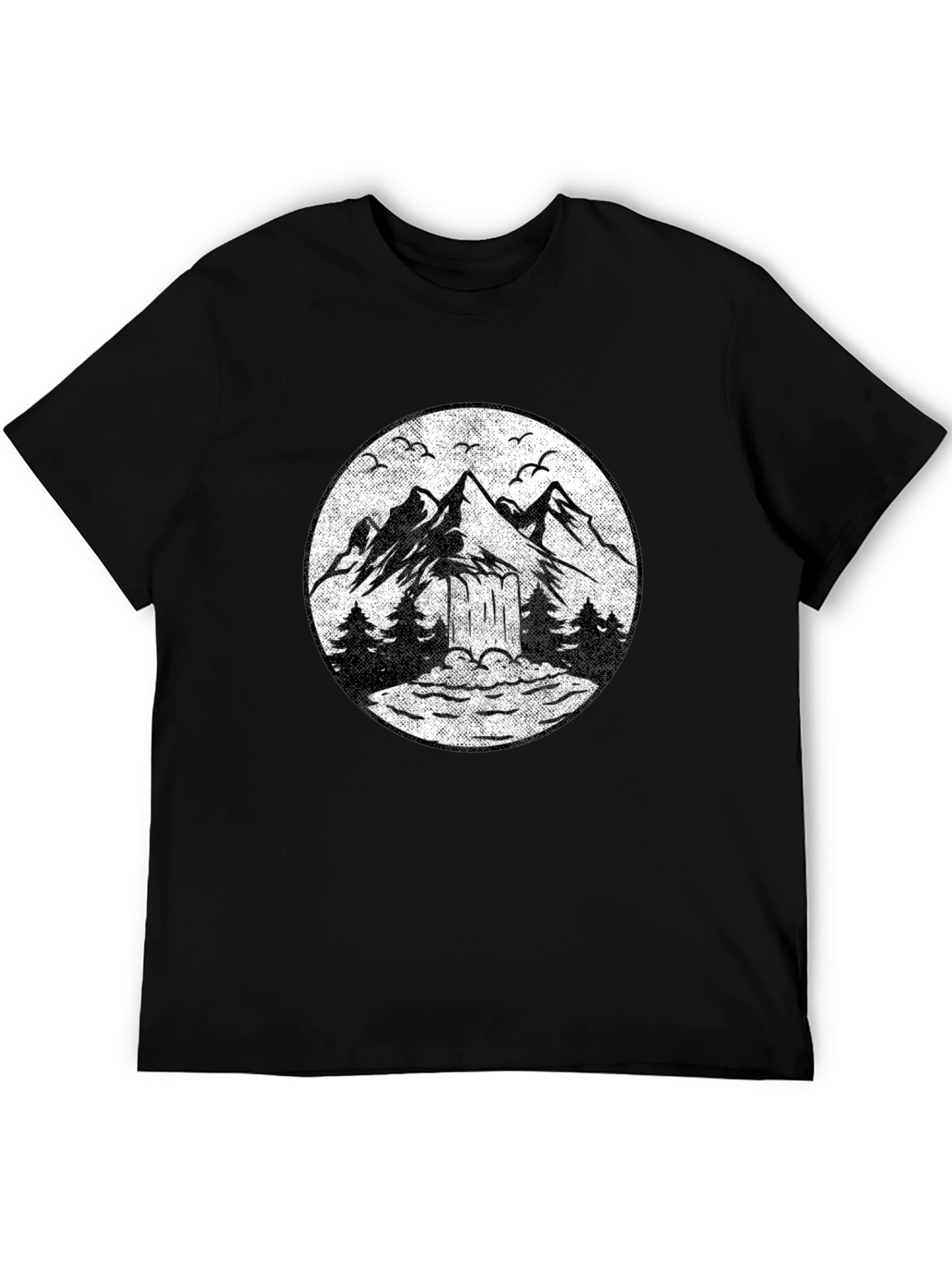 Black Mountain Scene Graphic Tee - Black Unisex T-Shirt view 5