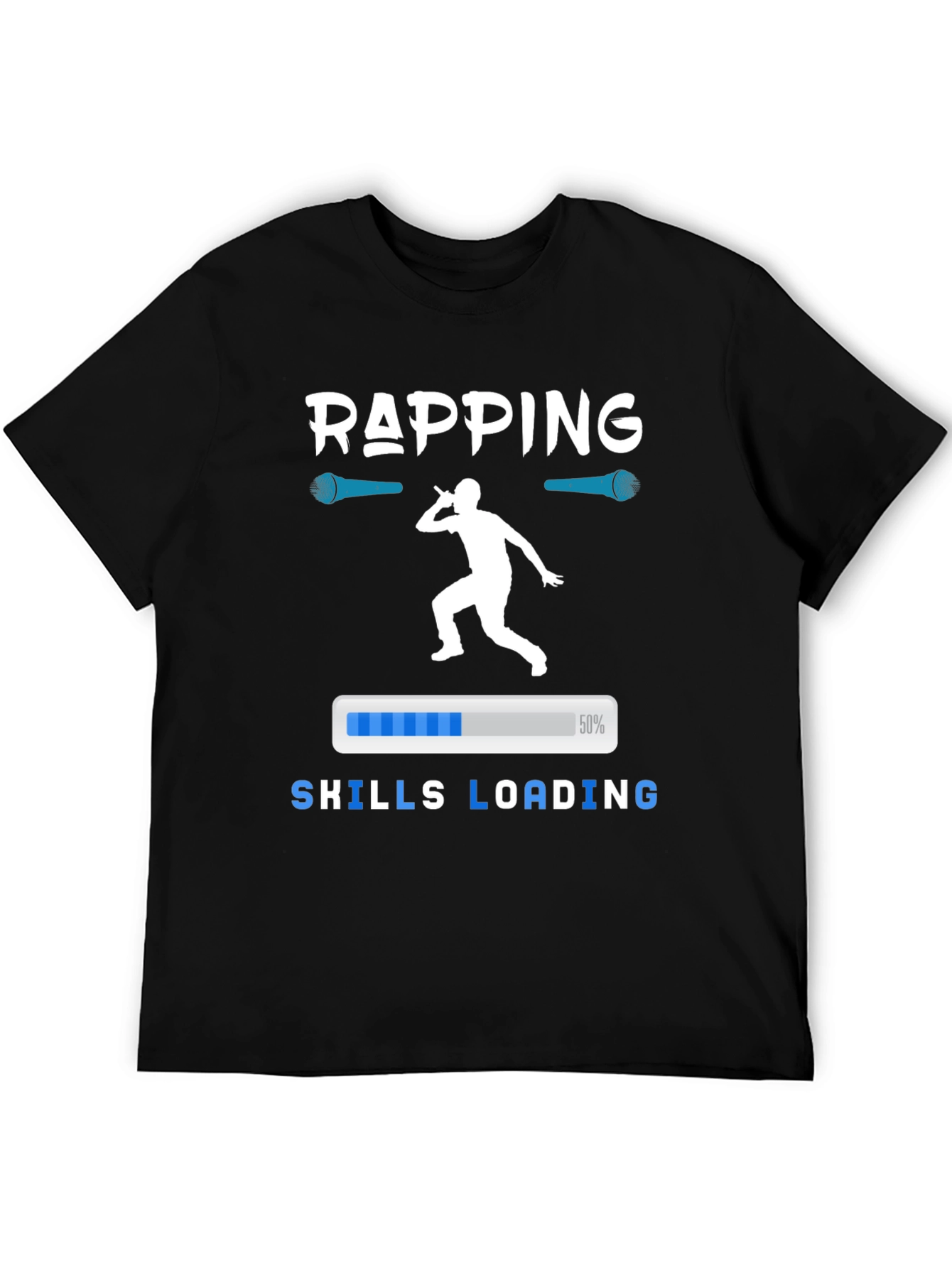 Black Rapping Skills Loading Graphic T-Shirt view 5