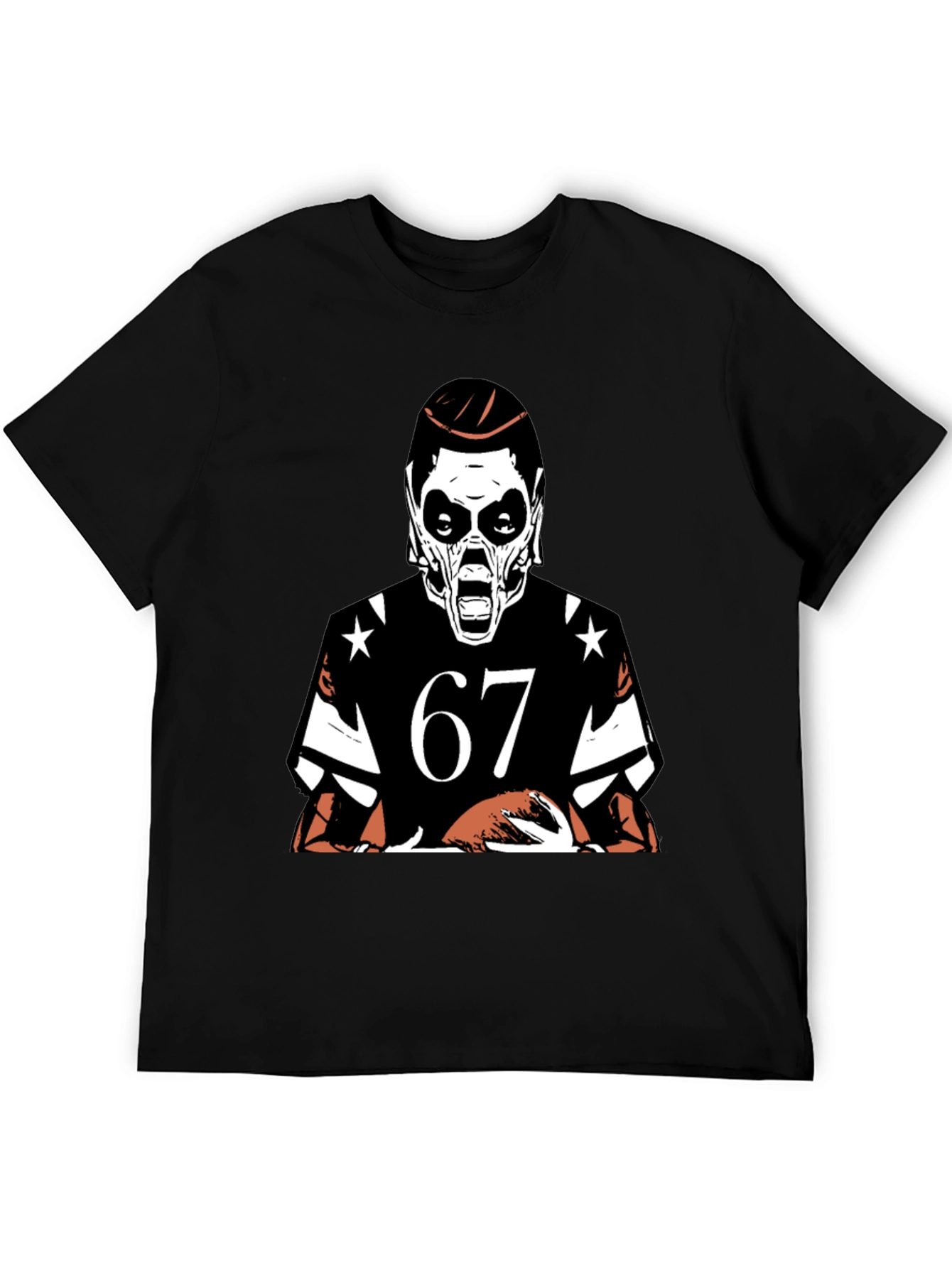 Black Grim Reaper Football Tee - Number 67 Graphic Shirt view 5