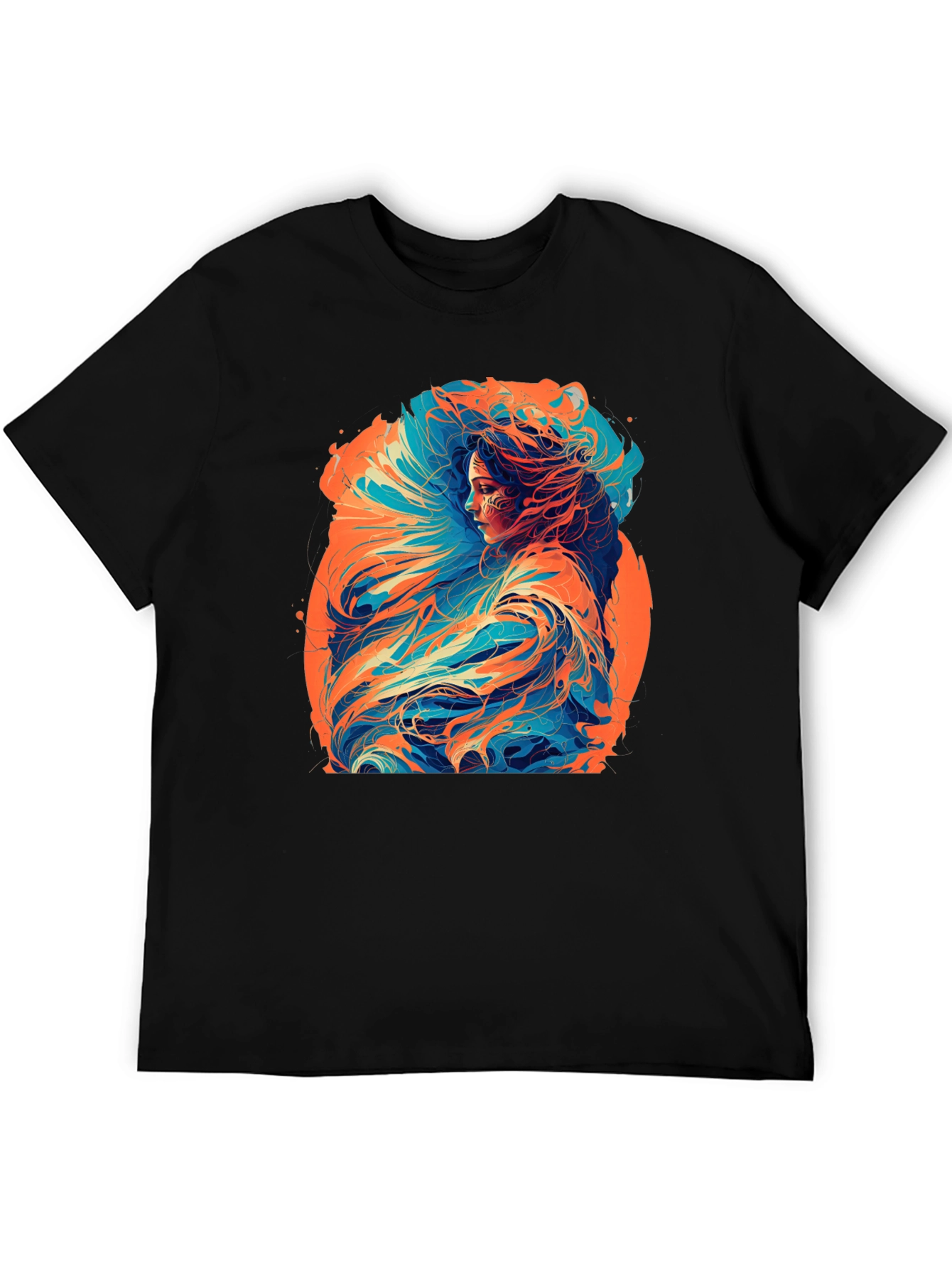 Black Artistic Woman Graphic Black T-Shirt view 5