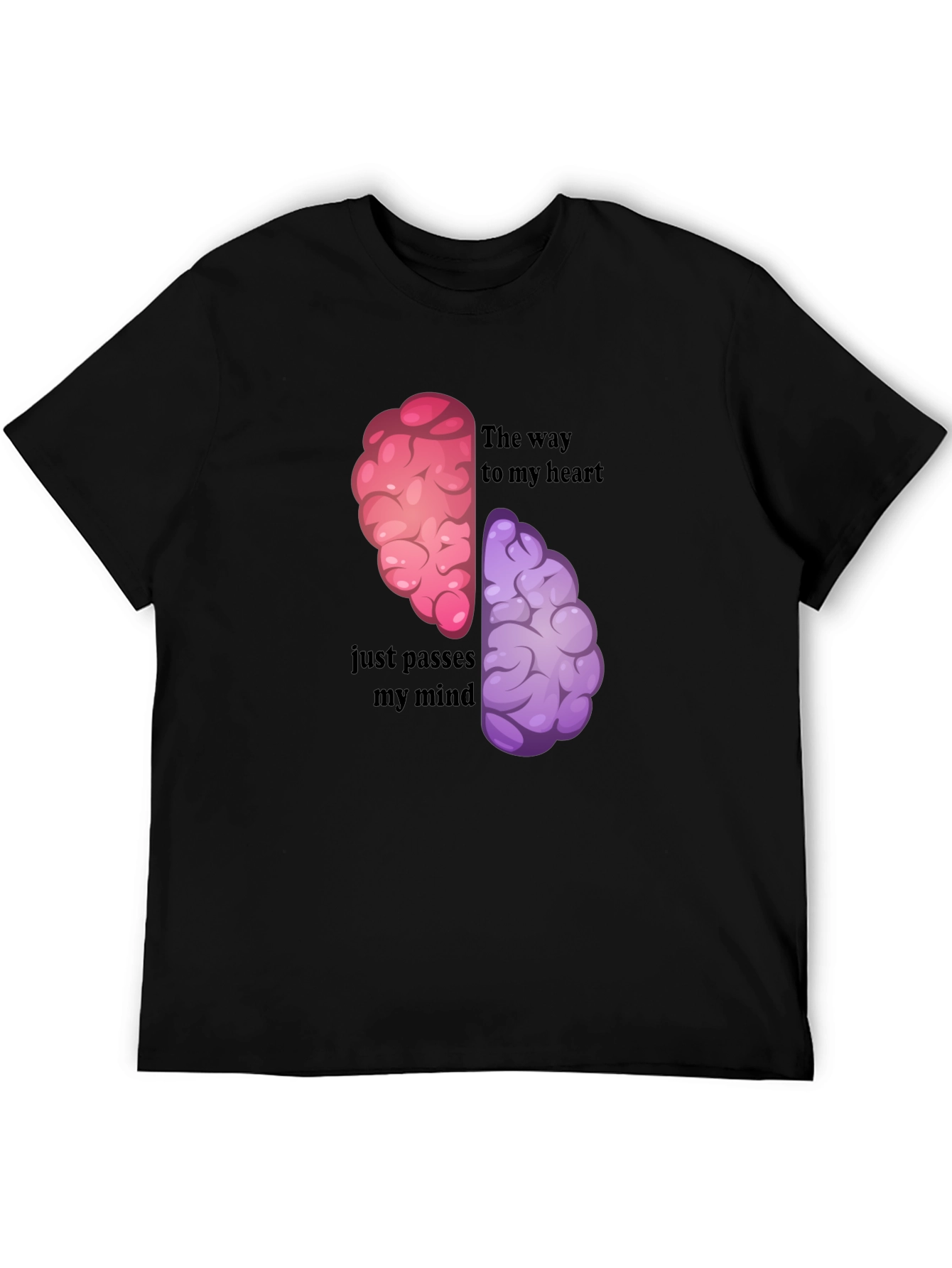 Black Brain Humor Graphic T-Shirt - The Way to My Heart view 5