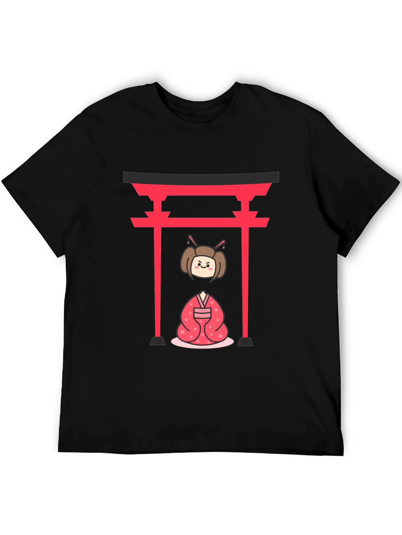 Black Japanese Geisha T-Shirt - Black view 5