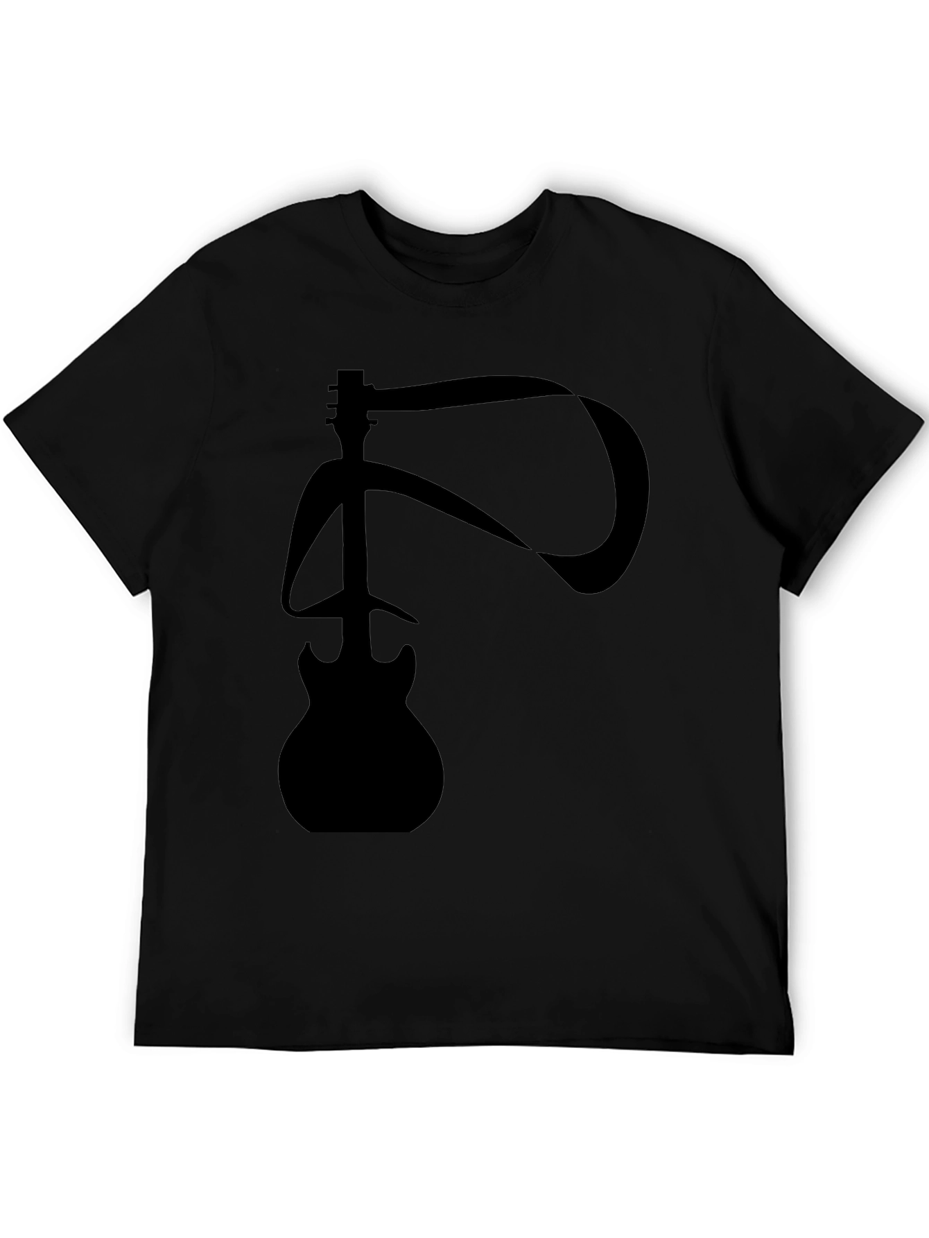Black Abstract Guitar Graphic T-Shirt view 5