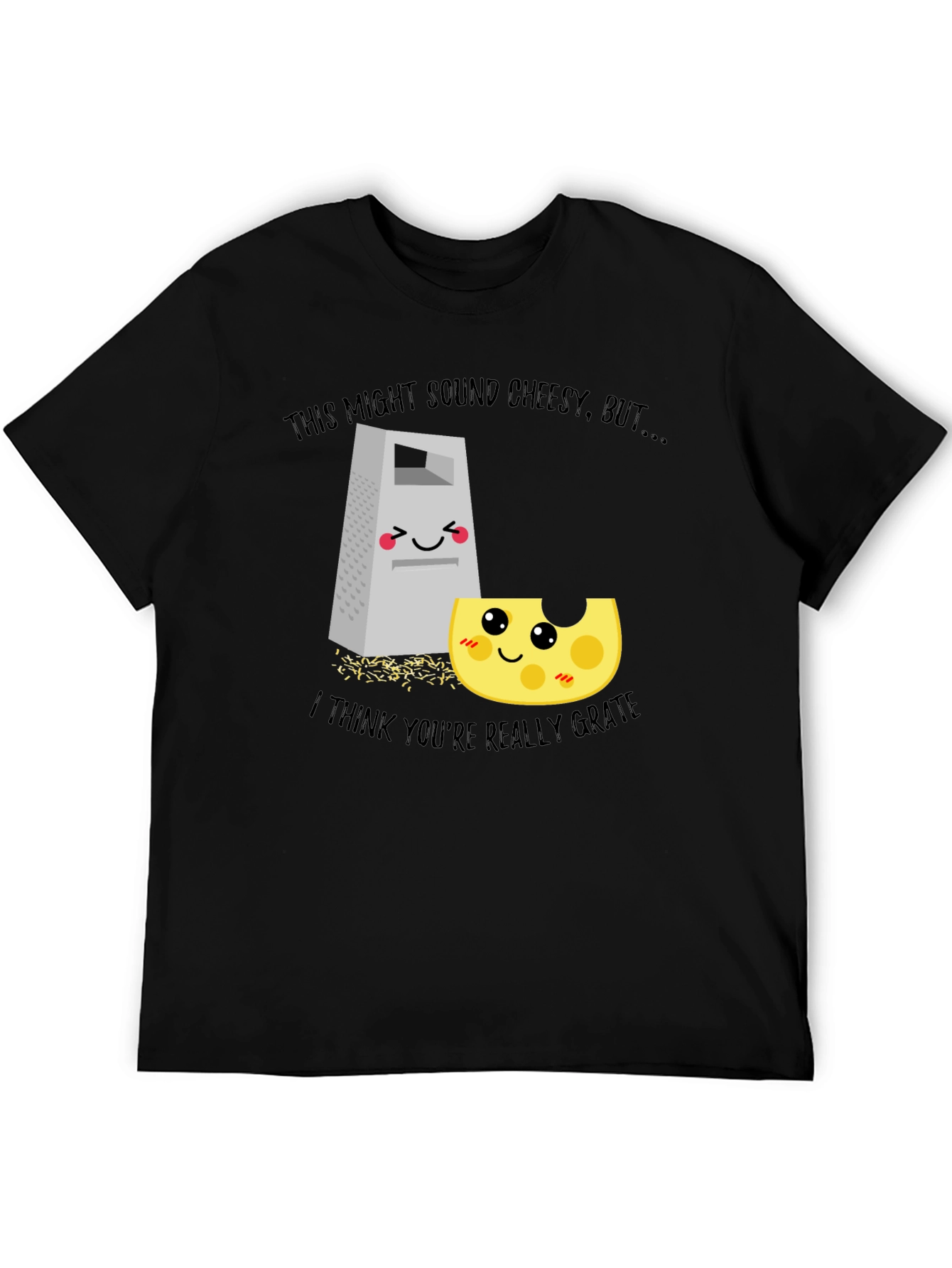 Black Funny "Cheesy Grate" Graphic T-Shirt view 5