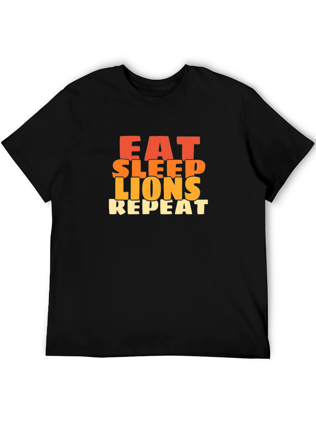 Black Eat Sleep Lions Repeat Graphic Tee - Black Cotton T-Shirt view 5