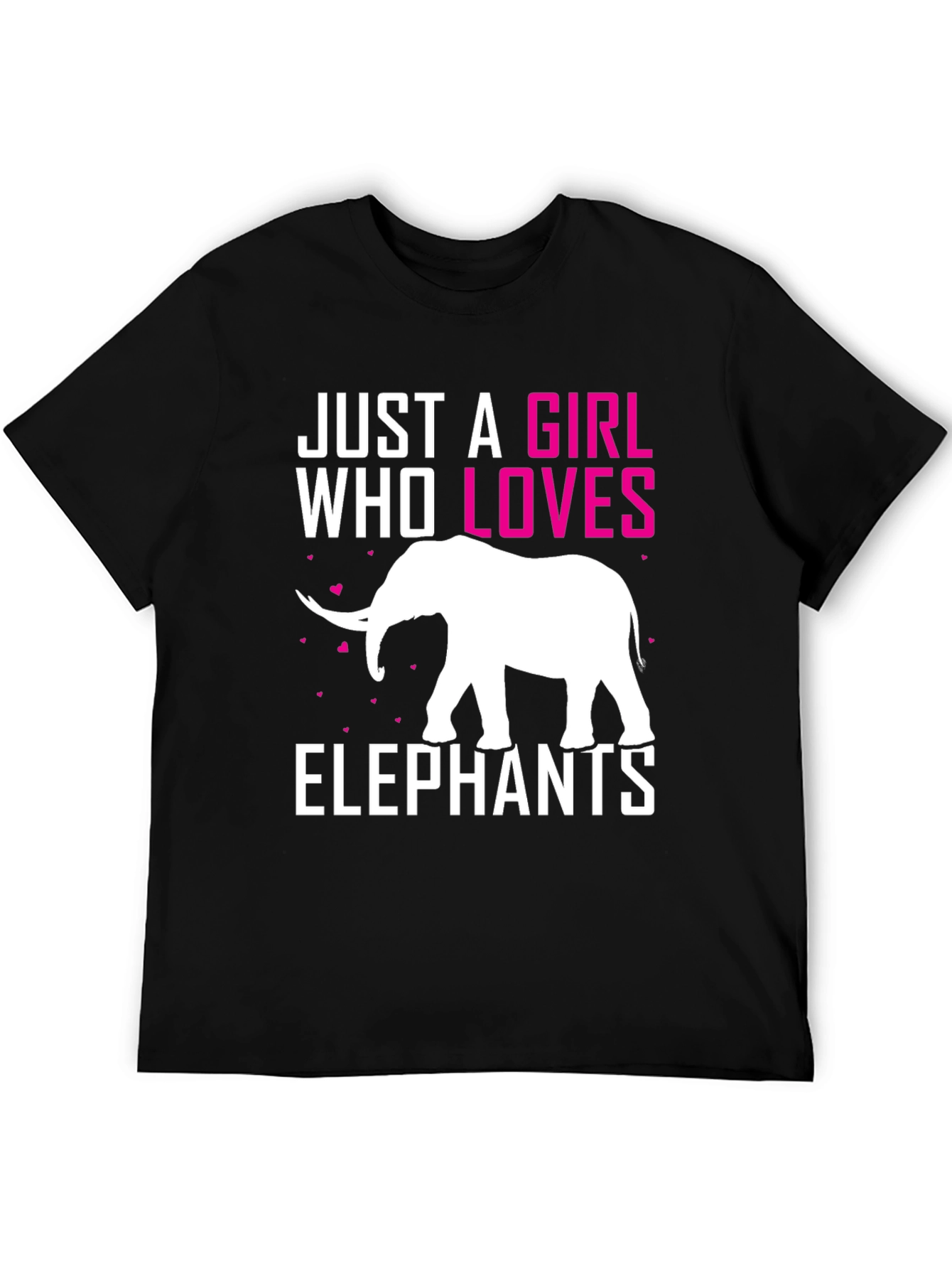 Black Just a Girl Who Loves Elephants T-Shirt view 5