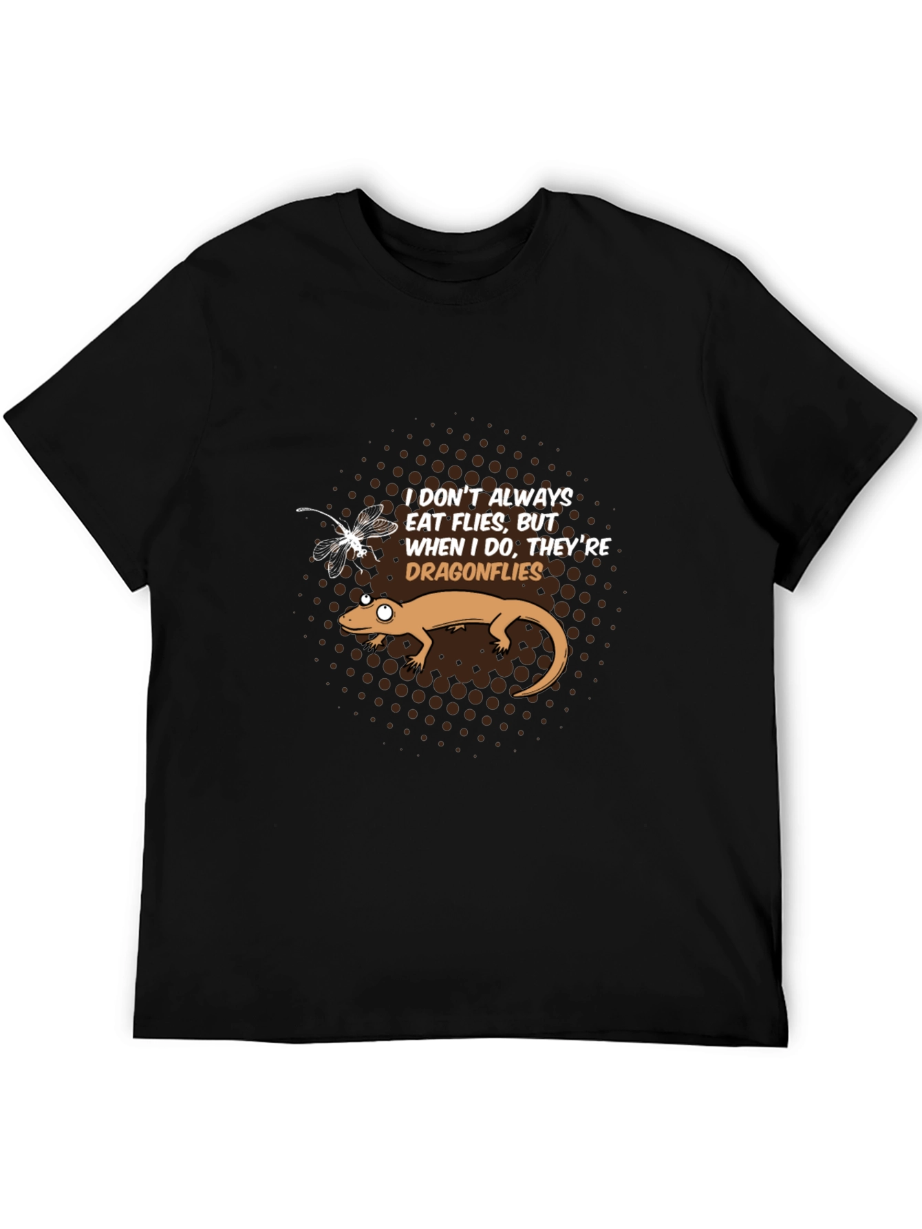 Black Funny Lizard Dragonflies Graphic T-Shirt view 5