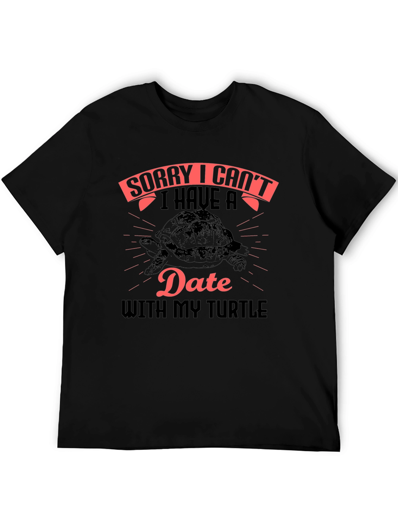 Black Funny Turtle Date T-Shirt view 5