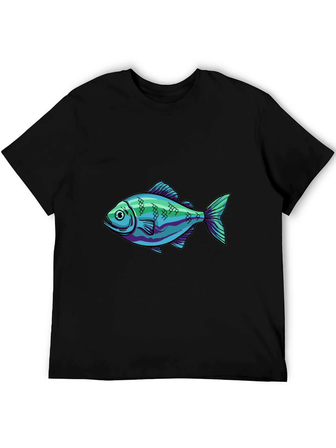 Black Cool Fish Graphic Black T-Shirt view 5