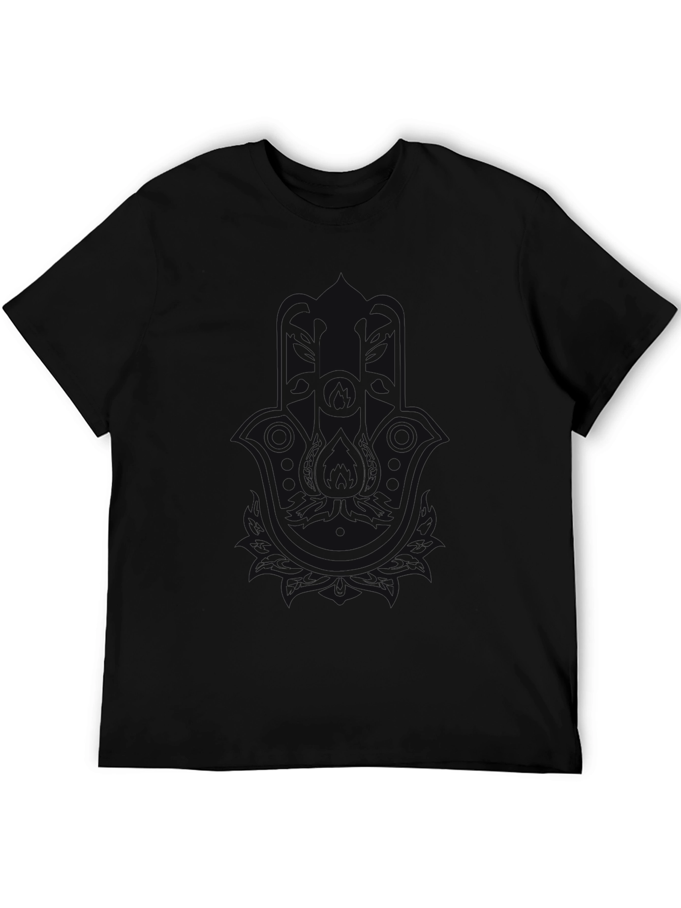 Black Plain Black Crew Neck T-Shirt view 5