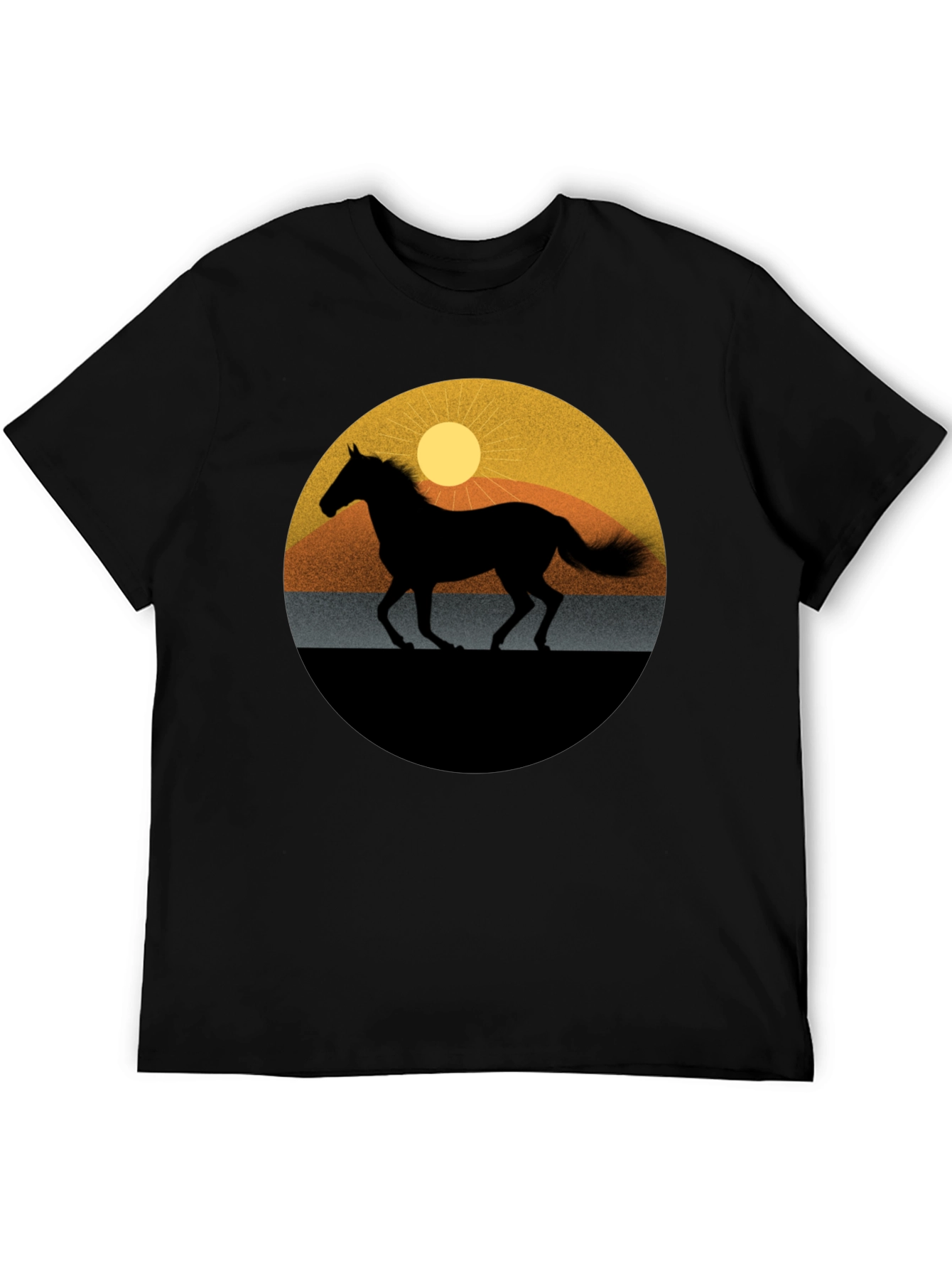 Black Horse Silhouette Graphic Tee - Sunset Design view 5