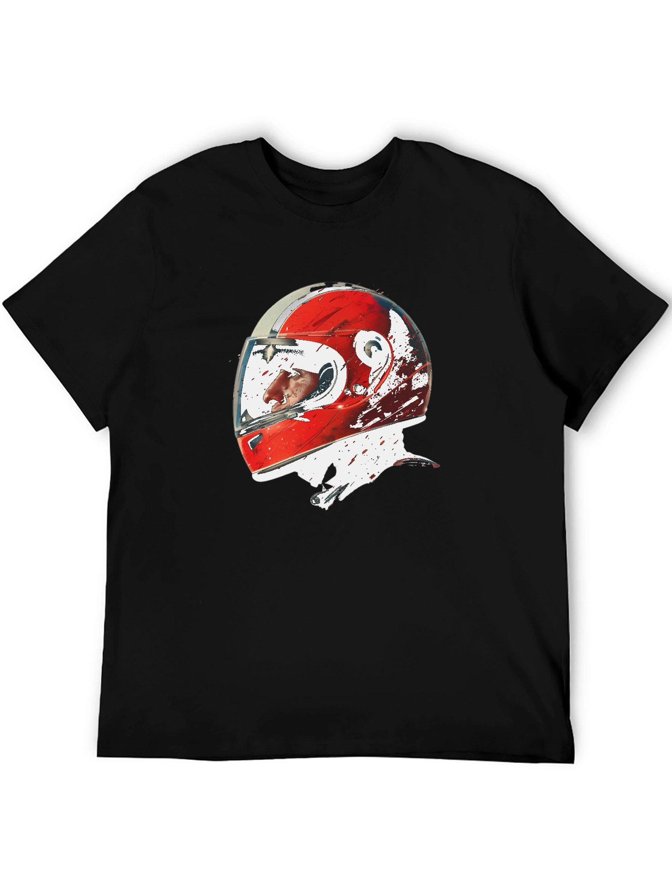 Black Racing Helmet Graphic Tee - Motorsport Fan Apparel view 5