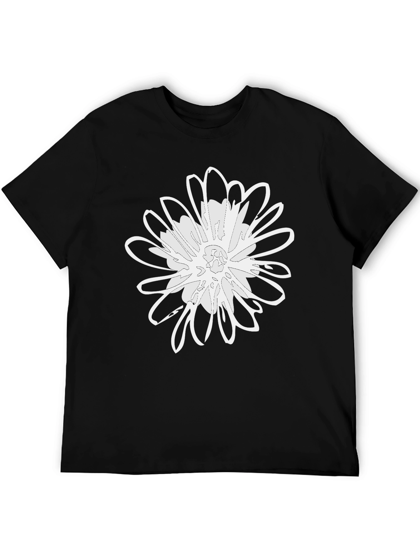 Black Modern Daisy Graphic Tee - Black Cotton Blend view 5