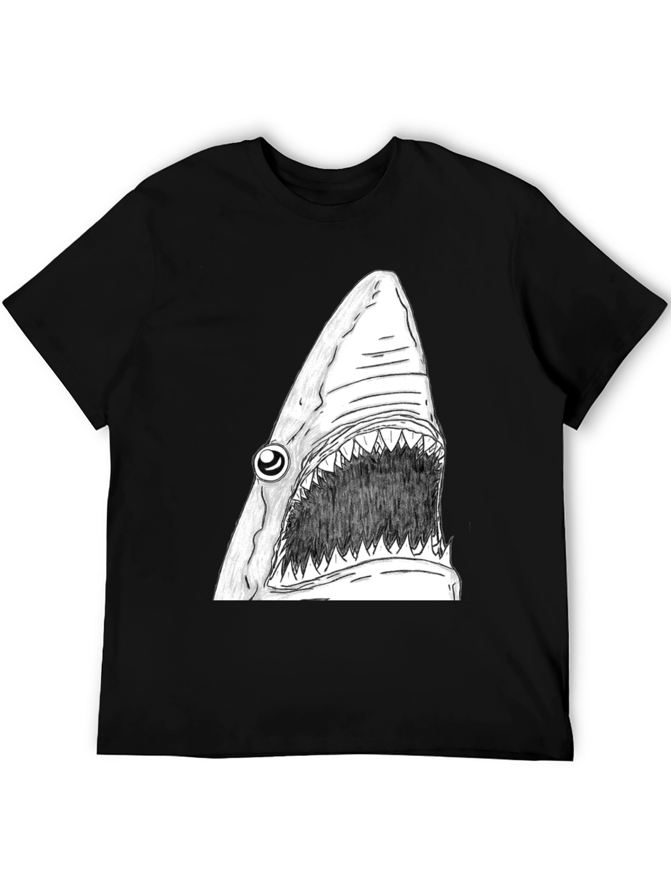 Black Shark Graphic Tee - Men's Black Cotton T-Shirt view 5