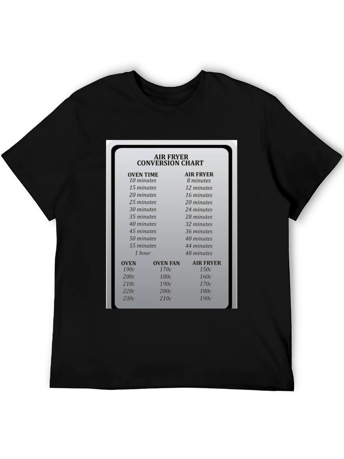 Air Fryer Conversion Chart Graphic T-Shirt - 5