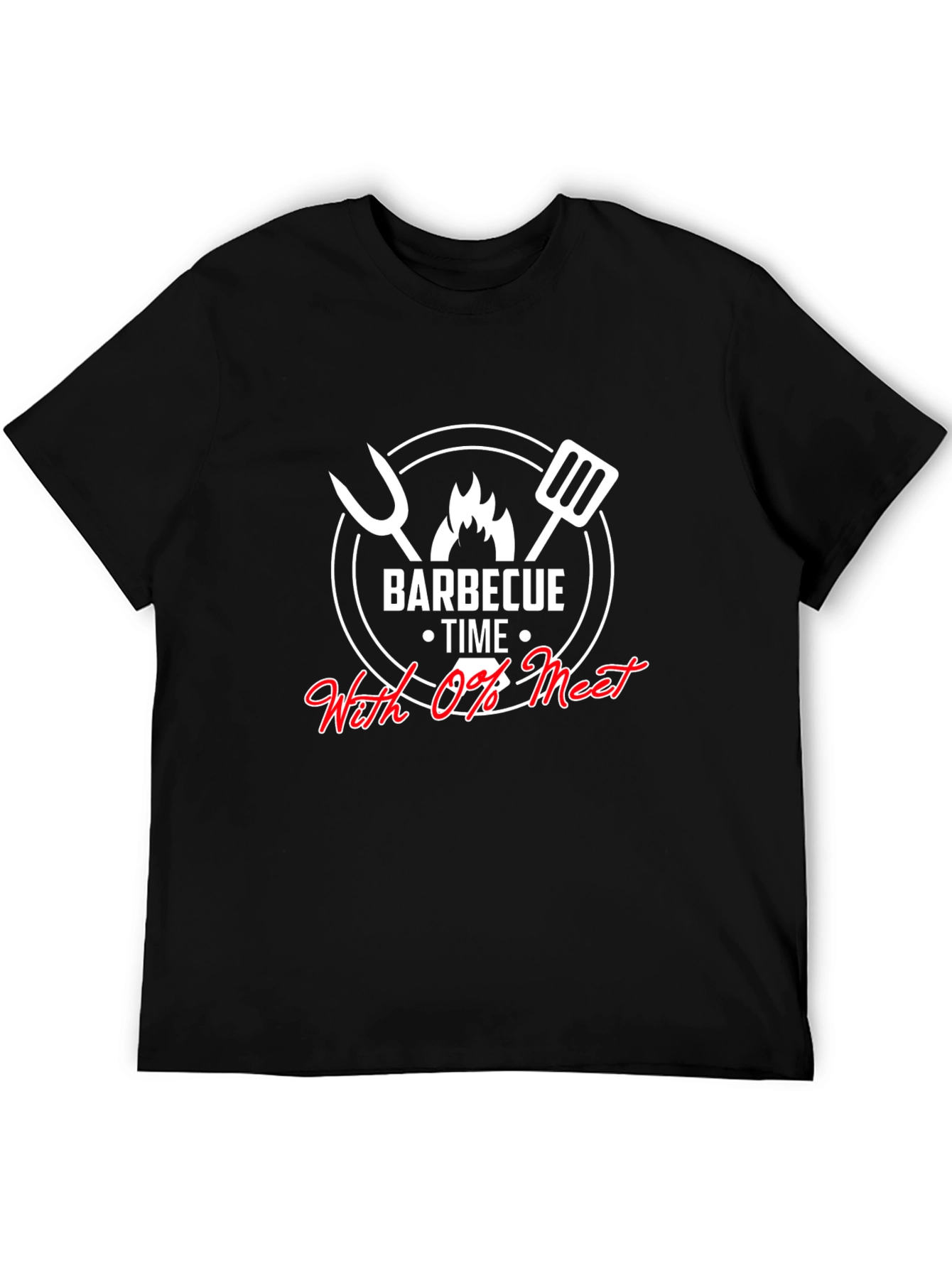 Black BBQ Time - With 0% Meat Graphic T-Shirt view 5