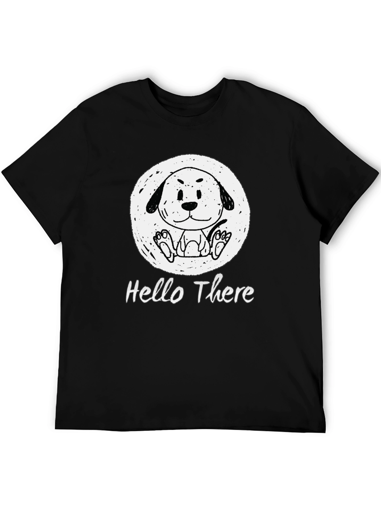 Black Cartoon Dog T-Shirt - "Hello There" Graphic Tee view 5