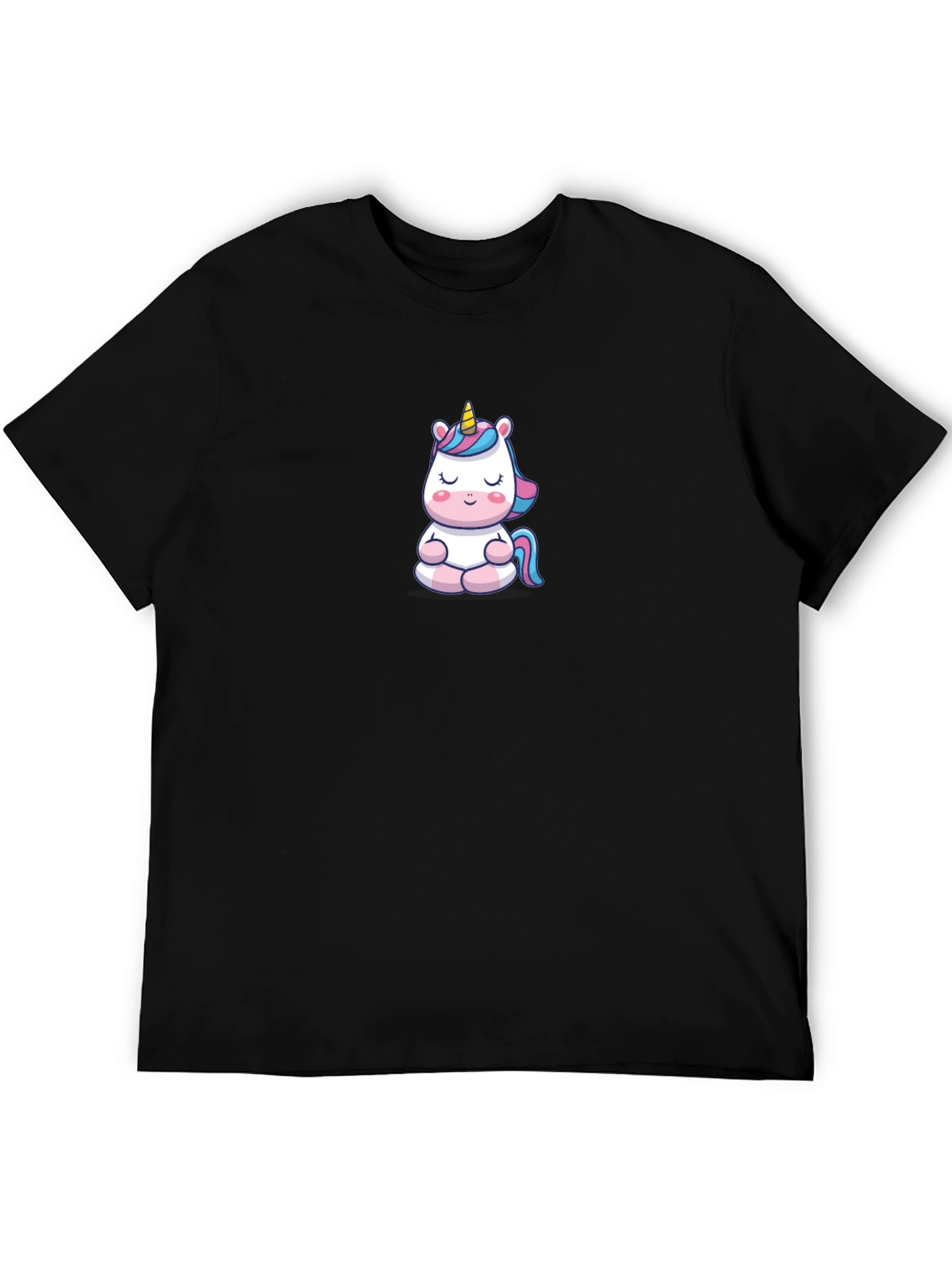 Black Meditating Unicorn Black T-shirt view 5